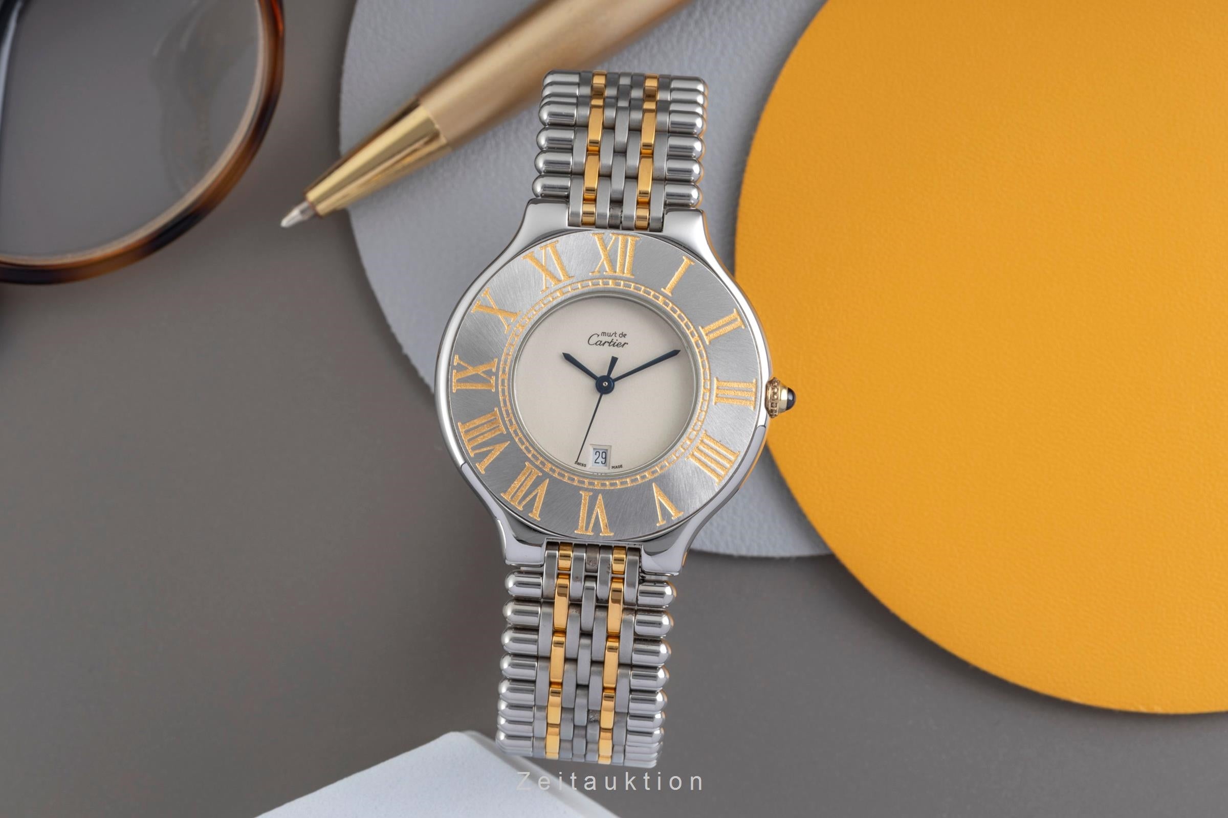 Cartier Must De Cartier 21 XL Stahl / vergoldet Quarz Ref. 9011 Klassiker [2604024]