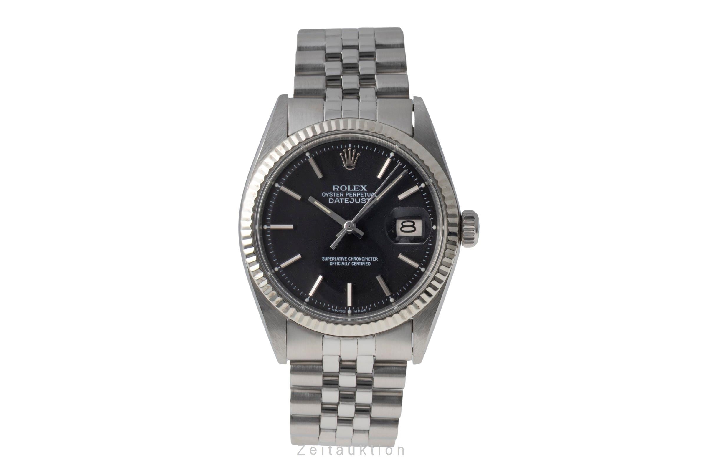 Rolex Datejust acier / or blanc automatique montre pour hommes 1601 Vintage  [2604040]