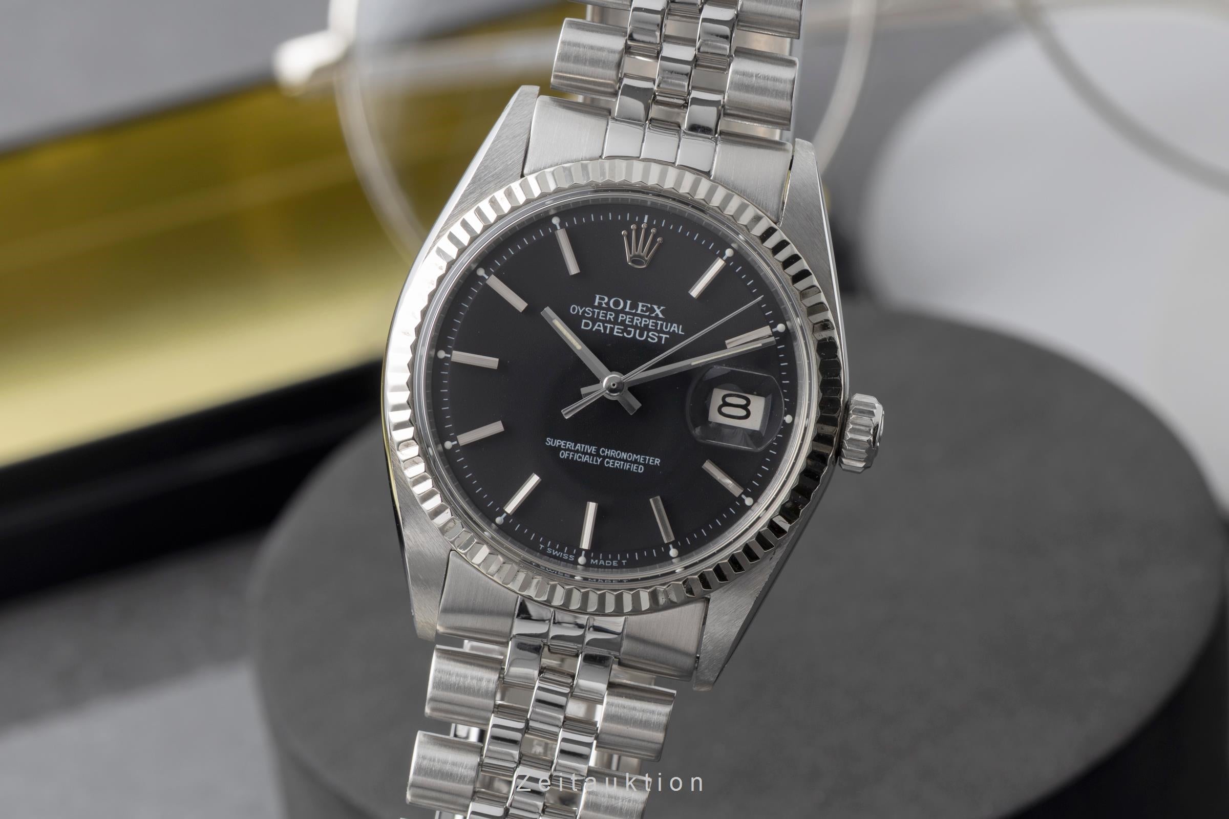 Rolex Datejust acier / or blanc automatique montre pour hommes 1601 Vintage  [2604040]