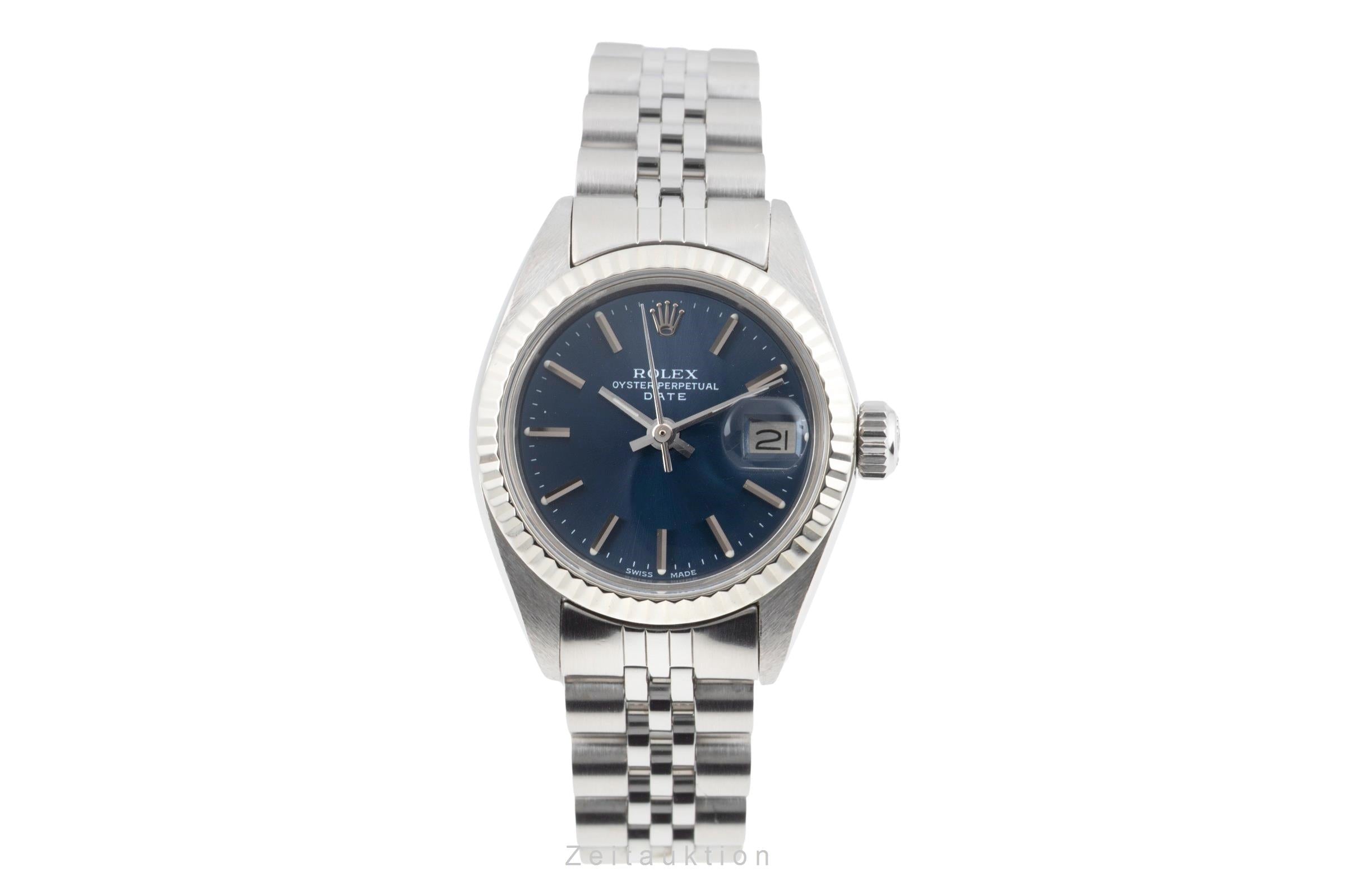 Rolex Lady Date Blue Dial Stahl / Weissgold Automatik Damenuhr 6917 VP: 9000,- € [2604051]
