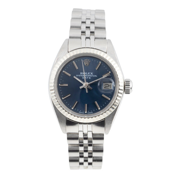 Rolex Lady Date Blue Dial Stahl / Weissgold Automatik Damenuhr 6917 VP: 9000,- € [2604051]
