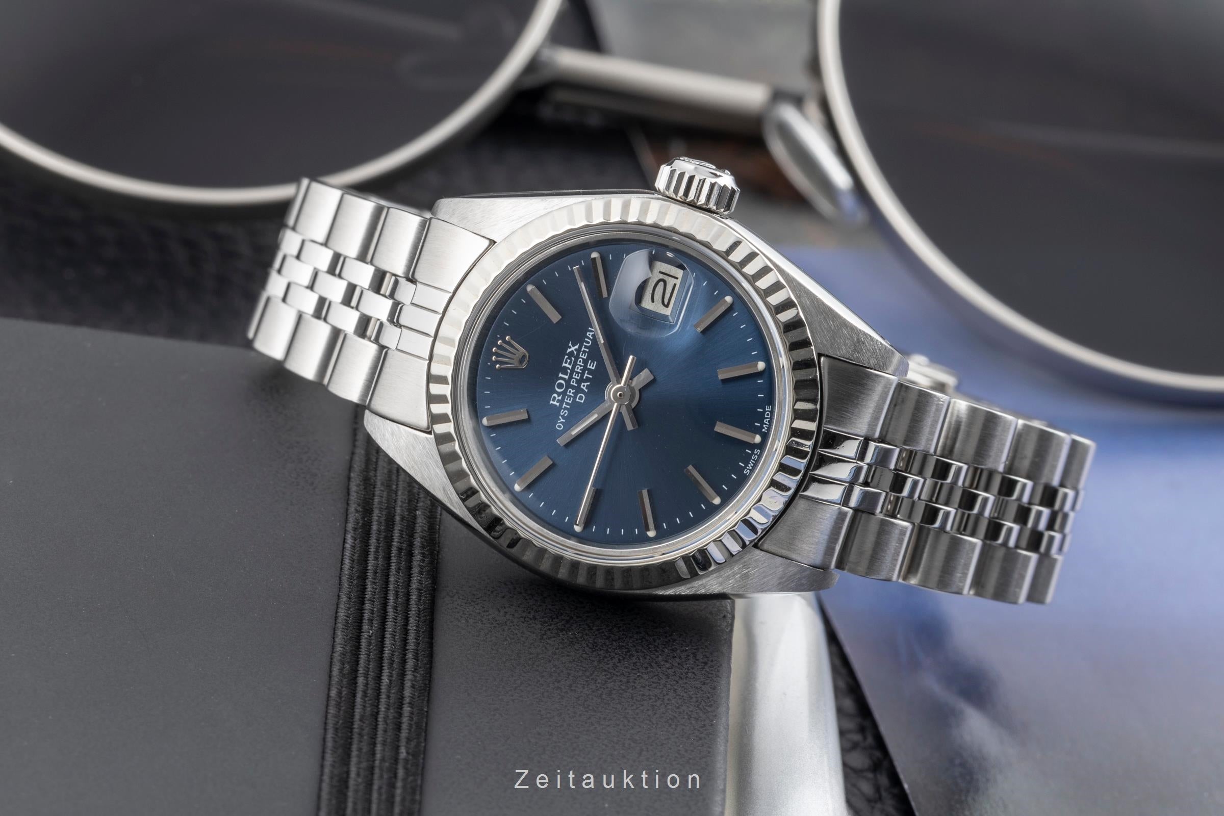 Rolex Lady Date Blue Dial Stahl / Weissgold Automatik Damenuhr 6917 VP: 9000,- € [2604051]