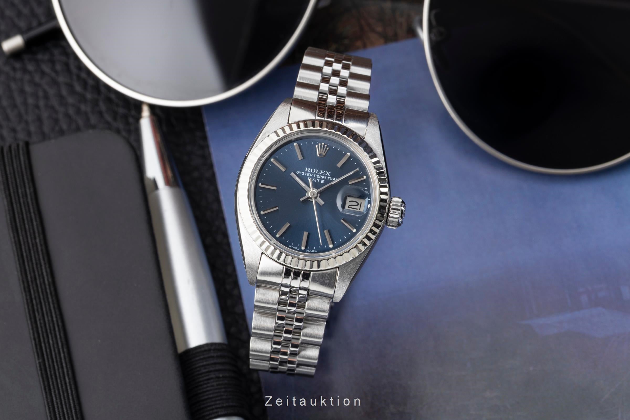 Rolex Lady Date Blue Dial Stahl / Weissgold Automatik Damenuhr 6917 VP: 9000,- € [2604051]