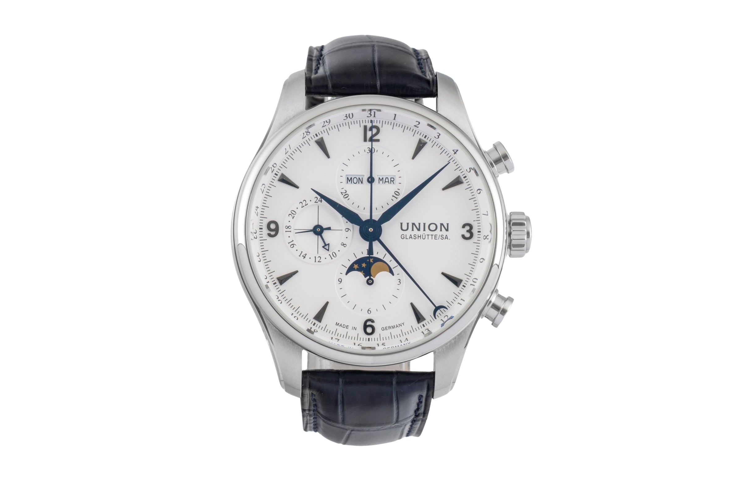 Union Glashütte Belisar cronógrafo acero automático reloj para caballeros D009.425A LP: 3600EUR  [2604056]