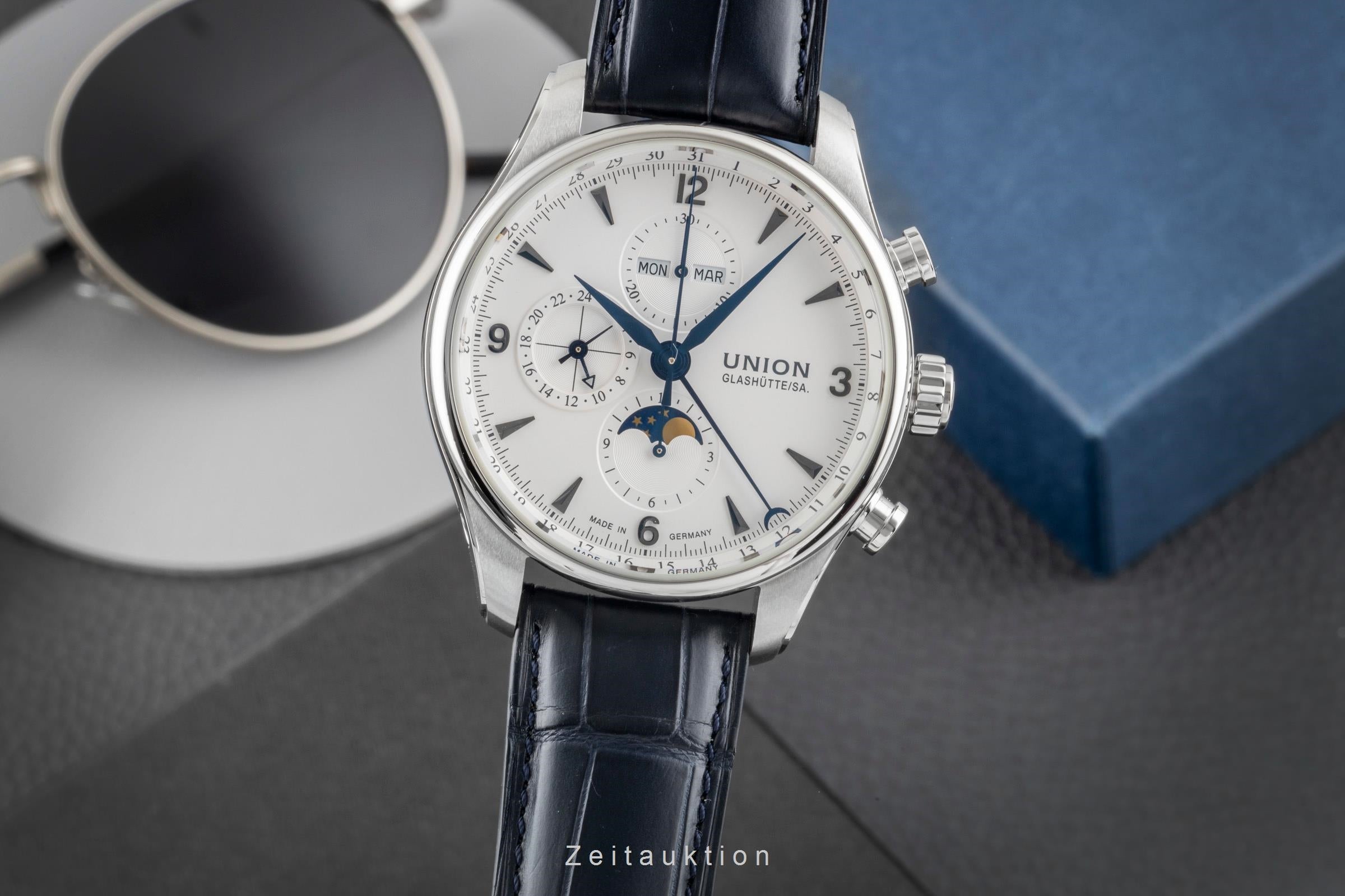 Union Glashütte Belisar cronógrafo acero automático reloj para caballeros D009.425A LP: 3600EUR  [2604056]