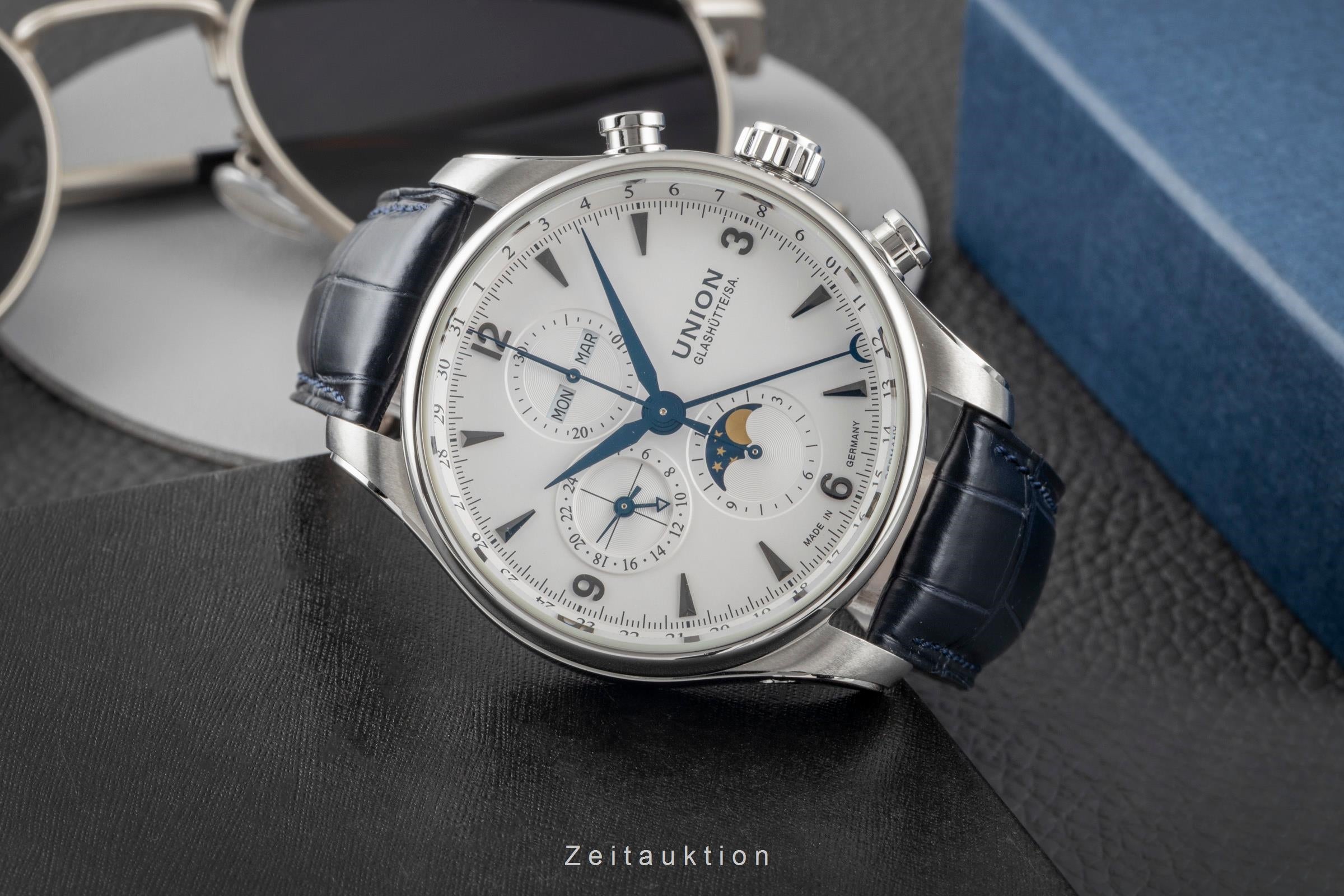 Union Glashütte Belisar cronógrafo acero automático reloj para caballeros D009.425A LP: 3600EUR  [2604056]
