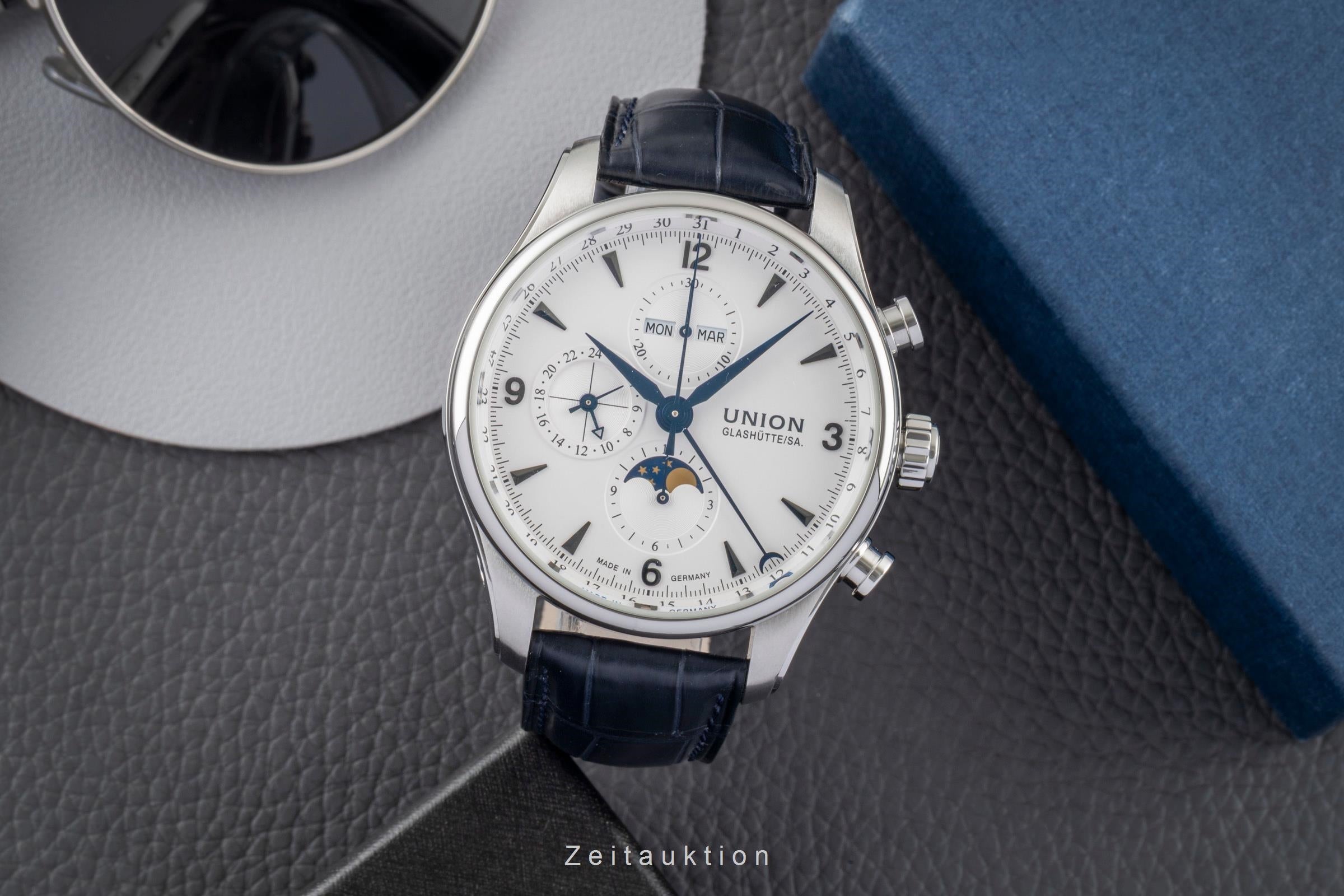 Union Glashütte Belisar cronógrafo acero automático reloj para caballeros D009.425A LP: 3600EUR  [2604056]
