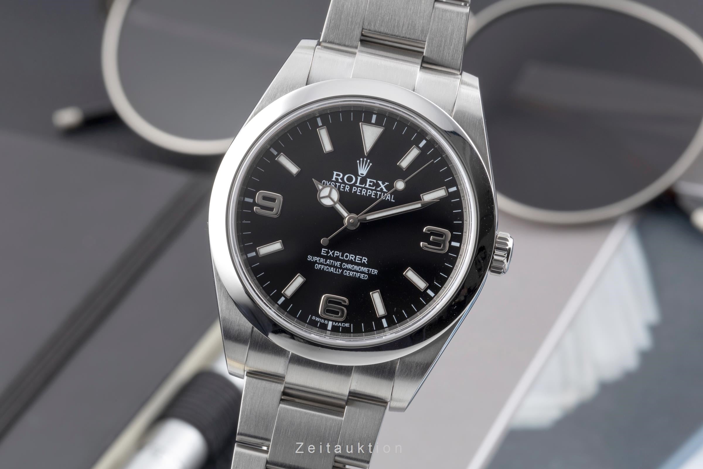 Rolex Explorer 39 Oyster Edelstahl Automatik Herrenuhr Ref. 214270 B&P 2015 [2604057]