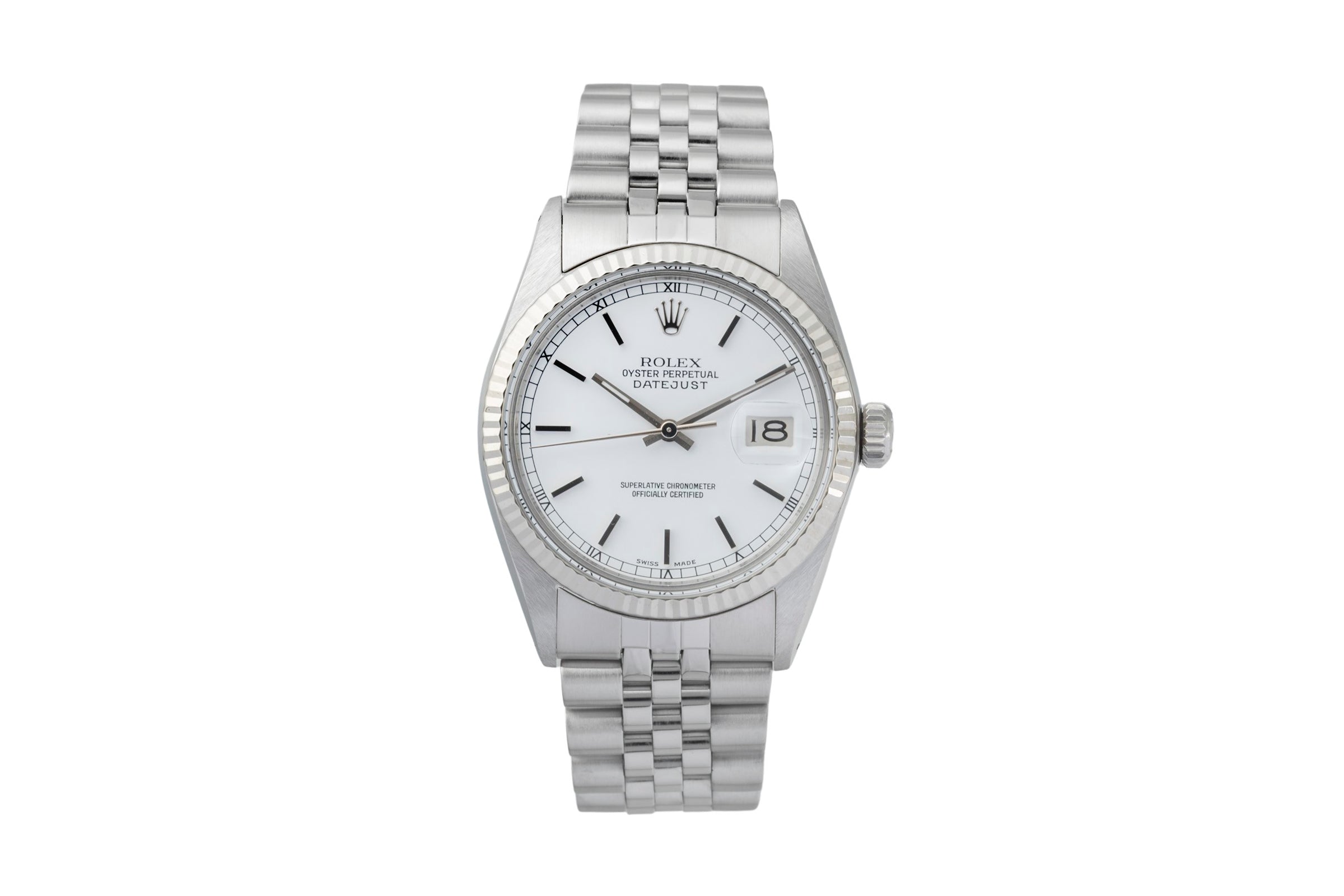 Rolex Datejust 36 White Dial Stahl / Weissgold Automatik Herrenuhr Ref. 16014 [2604064]
