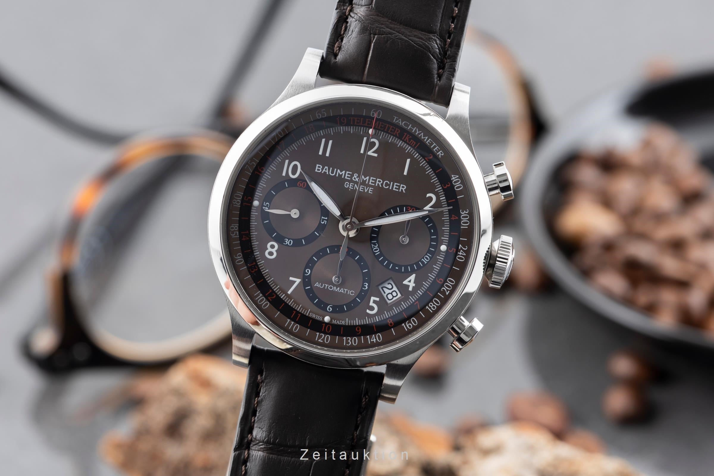 Baume & Mercier Capeland chronographe acier automatique montre pour hommes M0A10083  65687  [2604076]
