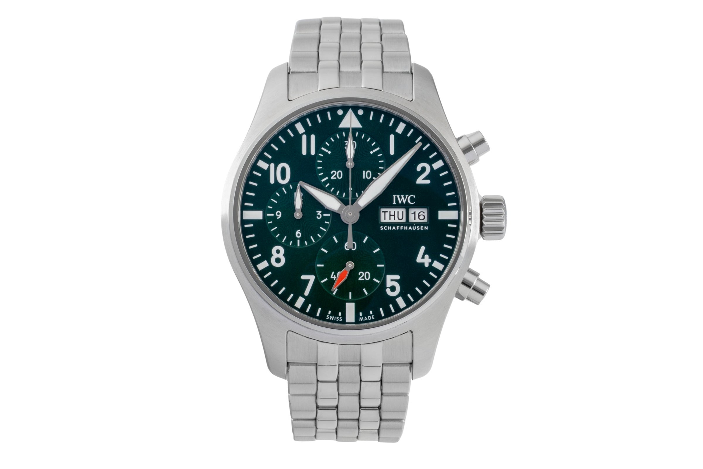 IWC Fliegeruhr Green Chronograph Stahl Automatik IW388104 B&P 2023 NP: 8600,- € [2604122]