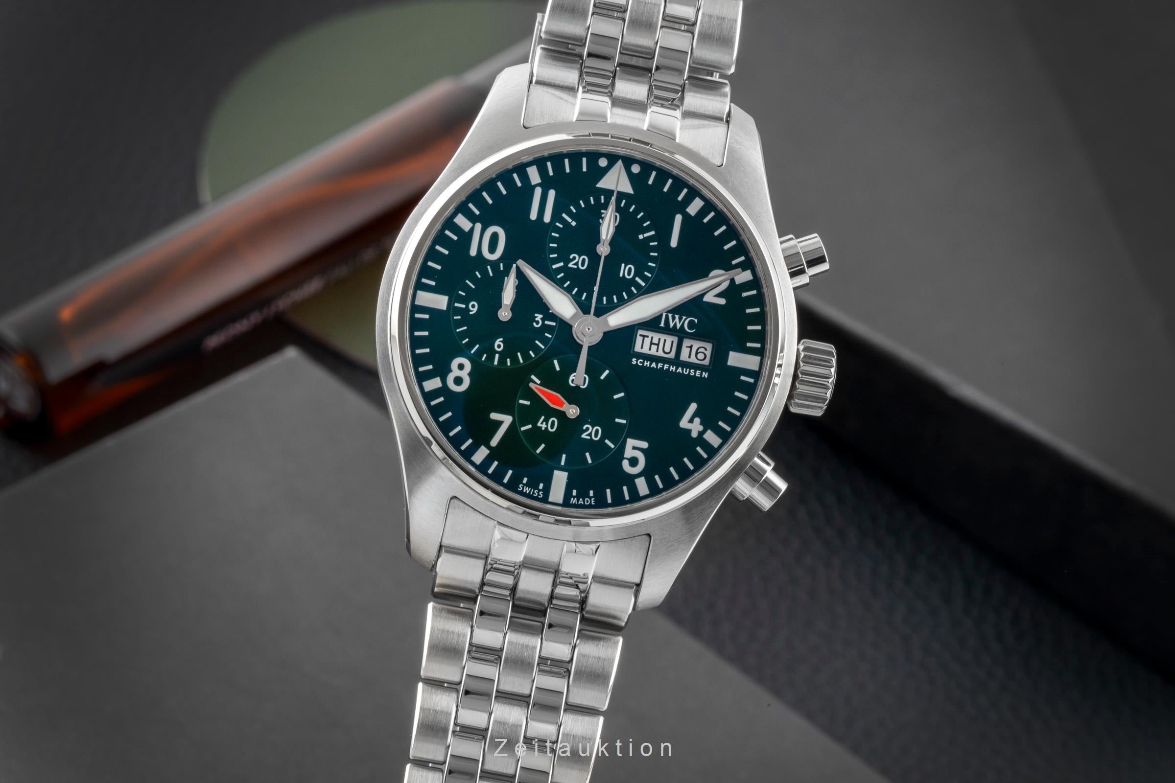 IWC Fliegeruhr Green Chronograph Stahl Automatik IW388104 B&P 2023 NP: 8600,- € [2604122]