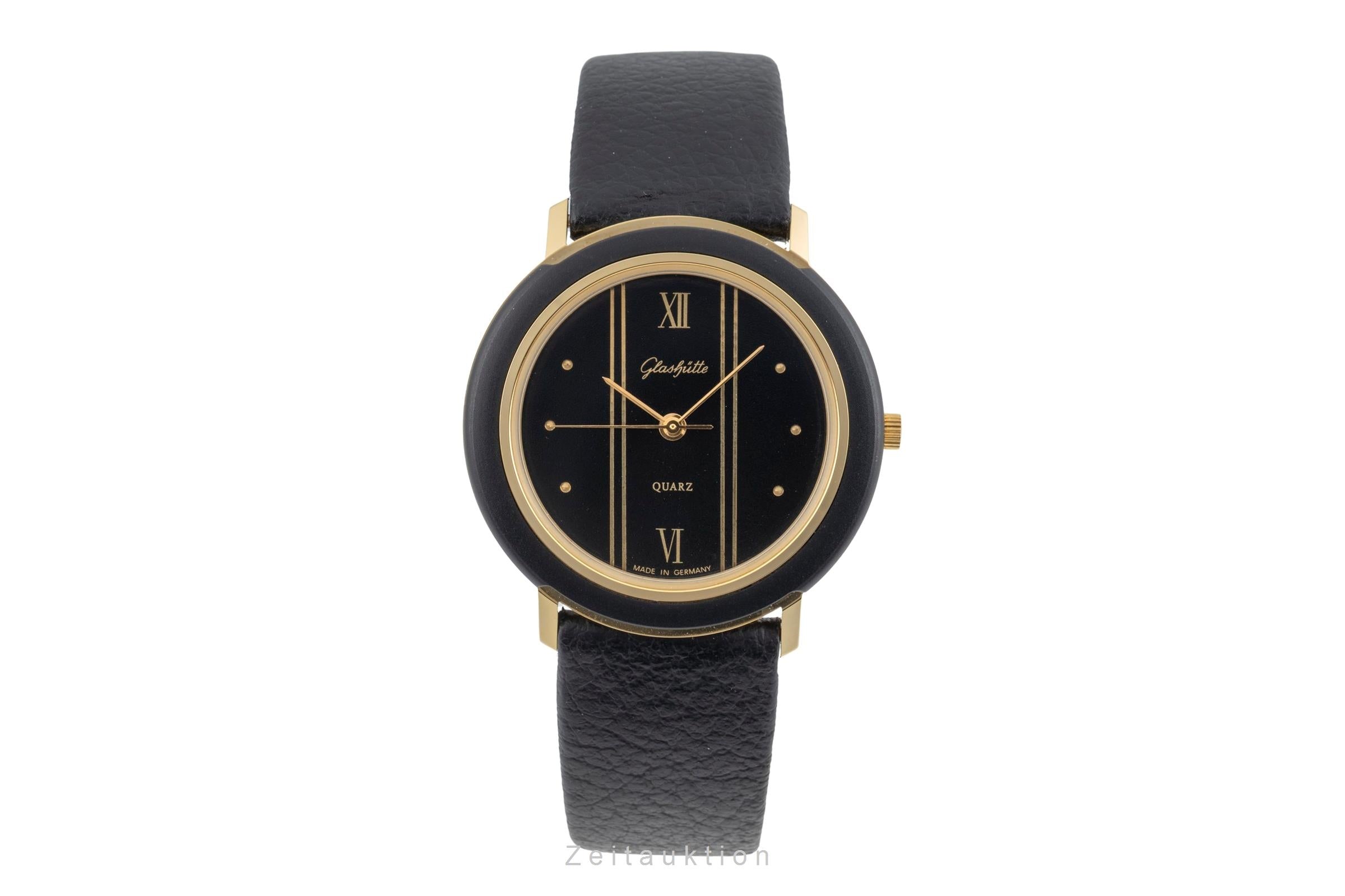 Glashütte latón bañado en oro cuarzo reloj para caballeros Vintage  [2604155]