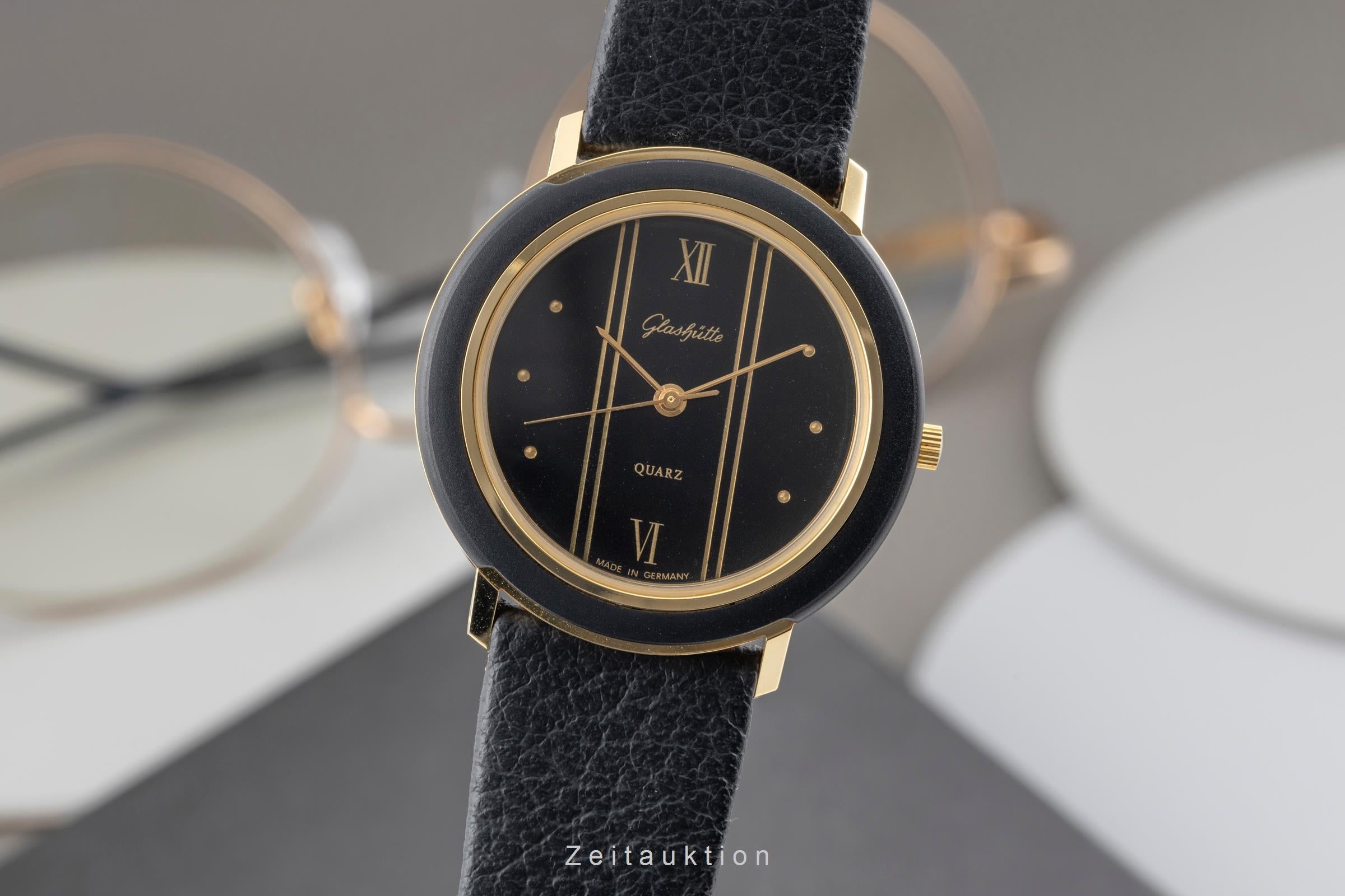 Glashütte latón bañado en oro cuarzo reloj para caballeros Vintage  [2604155]