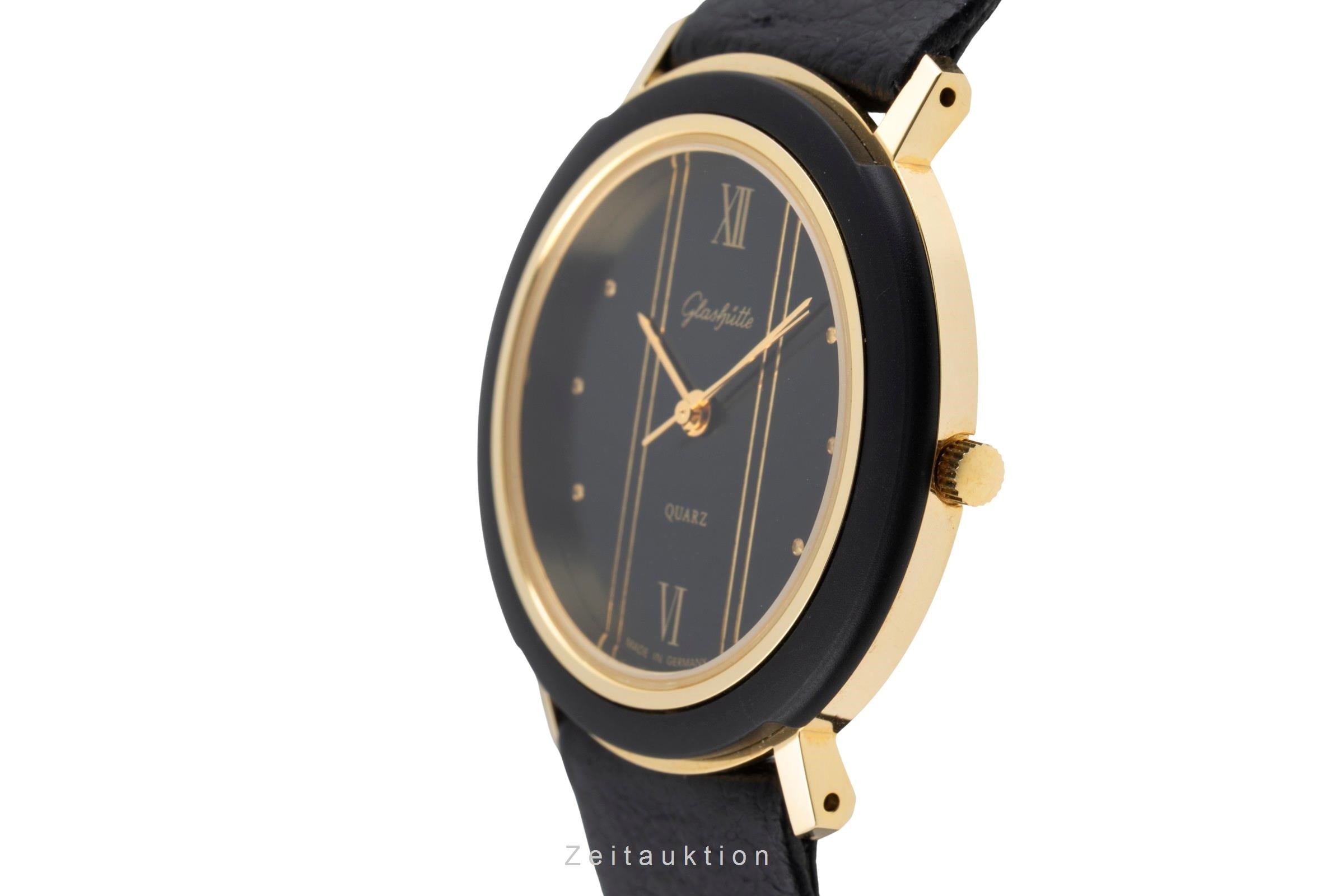 Glashütte latón bañado en oro cuarzo reloj para caballeros Vintage  [2604155]