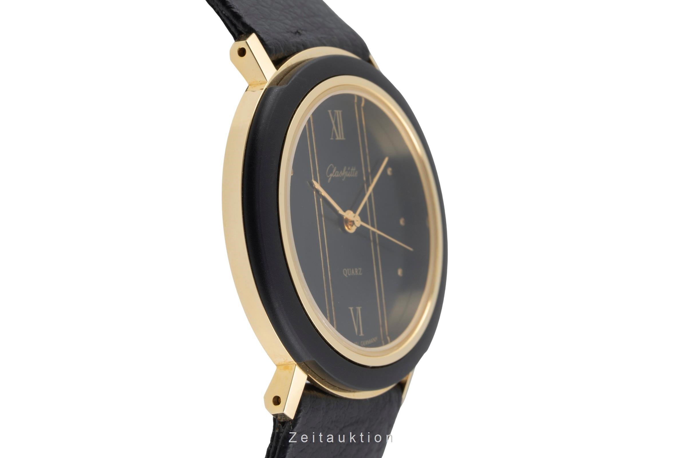 Glashütte latón bañado en oro cuarzo reloj para caballeros Vintage  [2604155]