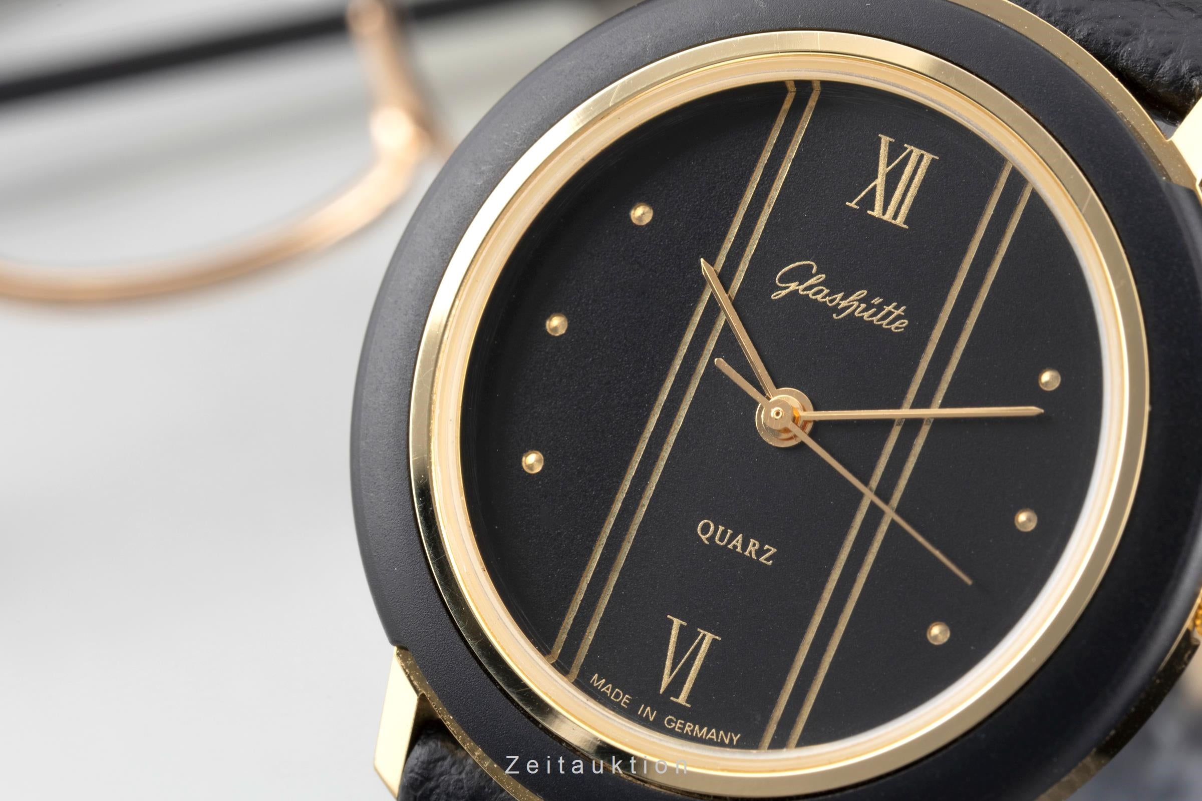 Glashütte latón bañado en oro cuarzo reloj para caballeros Vintage  [2604155]
