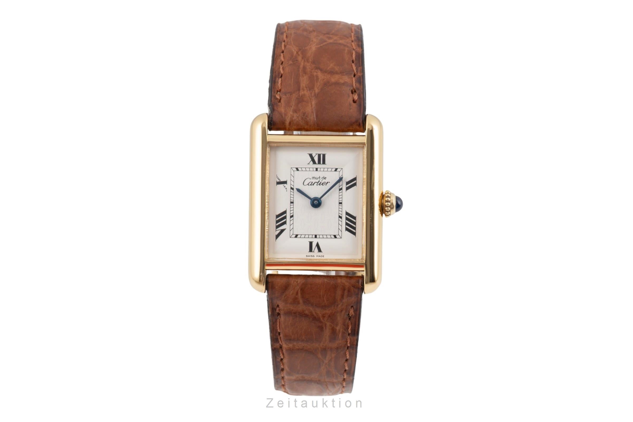 Cartier must Tank SM 925 Silber vergoldet Quarz Damenuhr Ref. W1013654  [2604158]