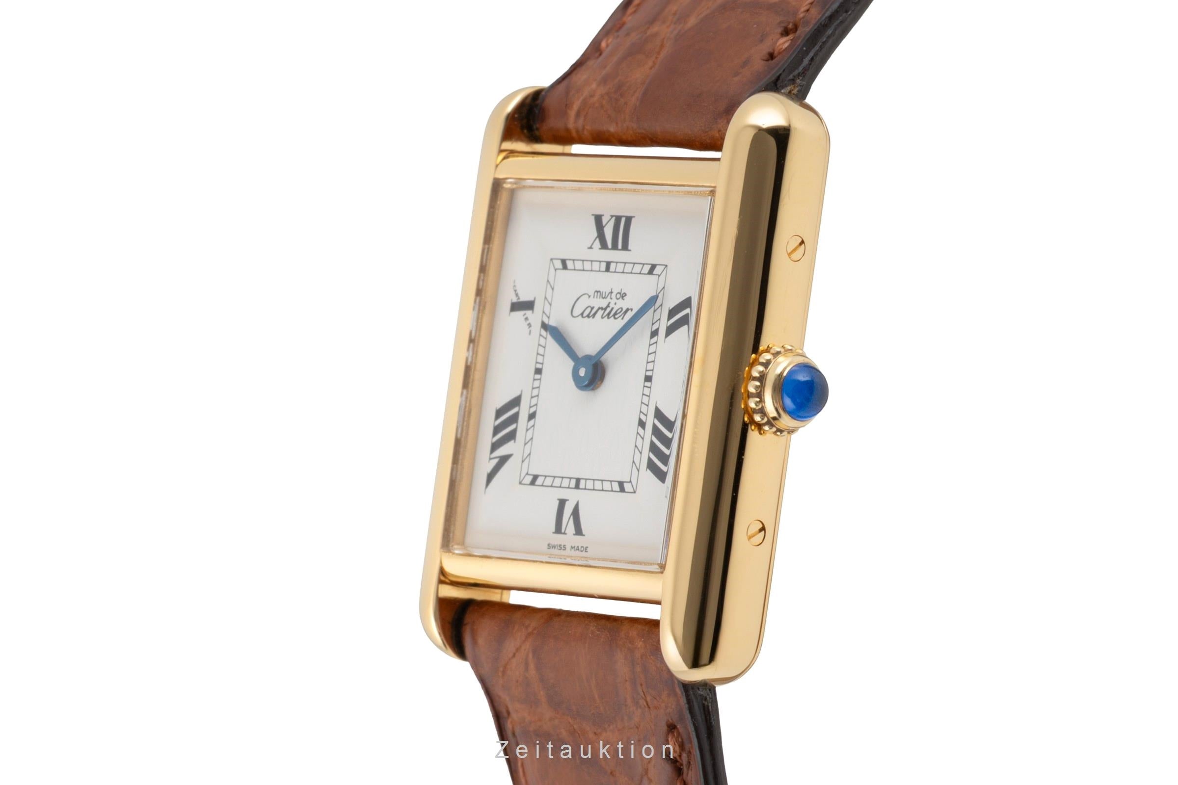 Cartier must Tank SM 925 Silber vergoldet Quarz Damenuhr Ref. W1013654  [2604158]
