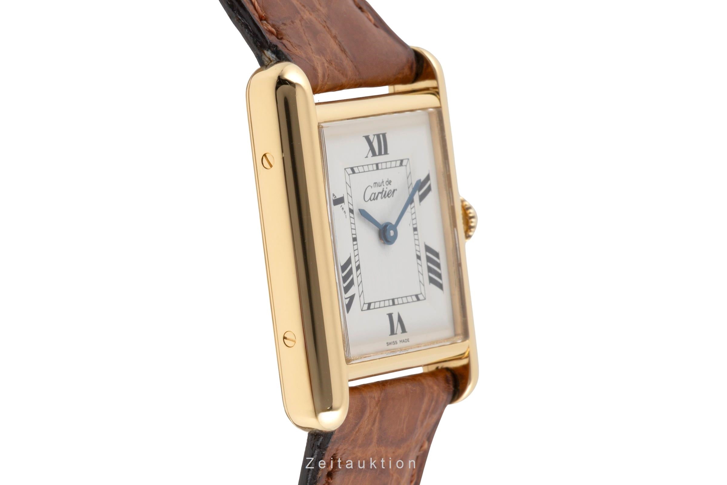 Cartier must Tank SM 925 Silber vergoldet Quarz Damenuhr Ref. W1013654  [2604158]