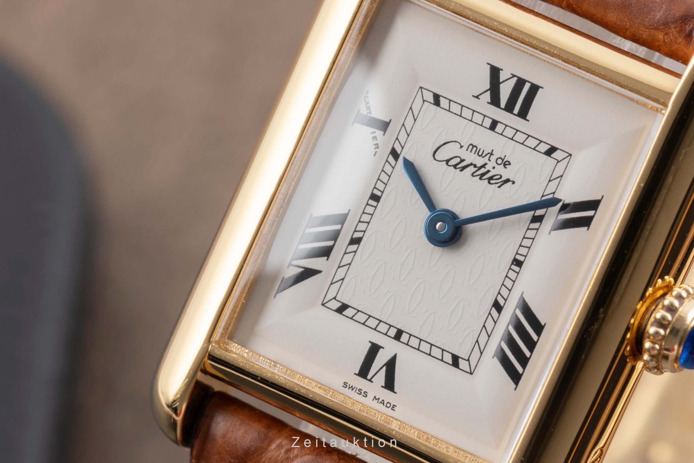 Cartier must Tank SM 925 Silber vergoldet Quarz Damenuhr Ref. W1013654  [2604158]