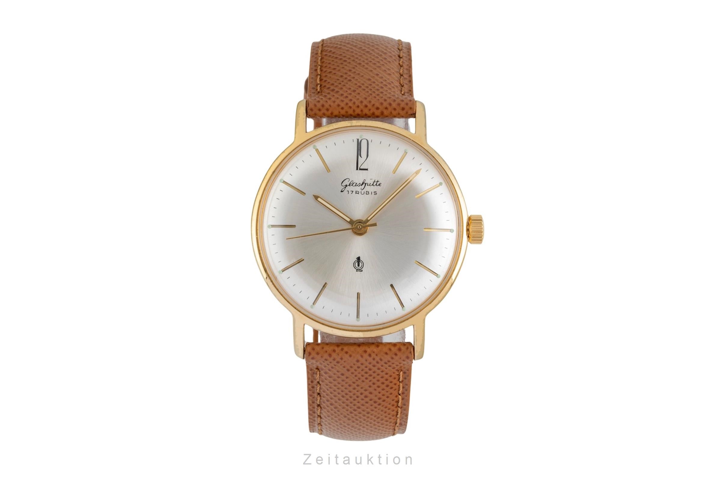 Glashütte latón bañado en oro cuerda manual reloj para caballeros Vintage  [2604196]