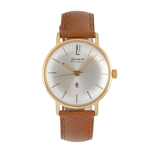 Glashütte latón bañado en oro cuerda manual reloj para caballeros Vintage  [2604196]