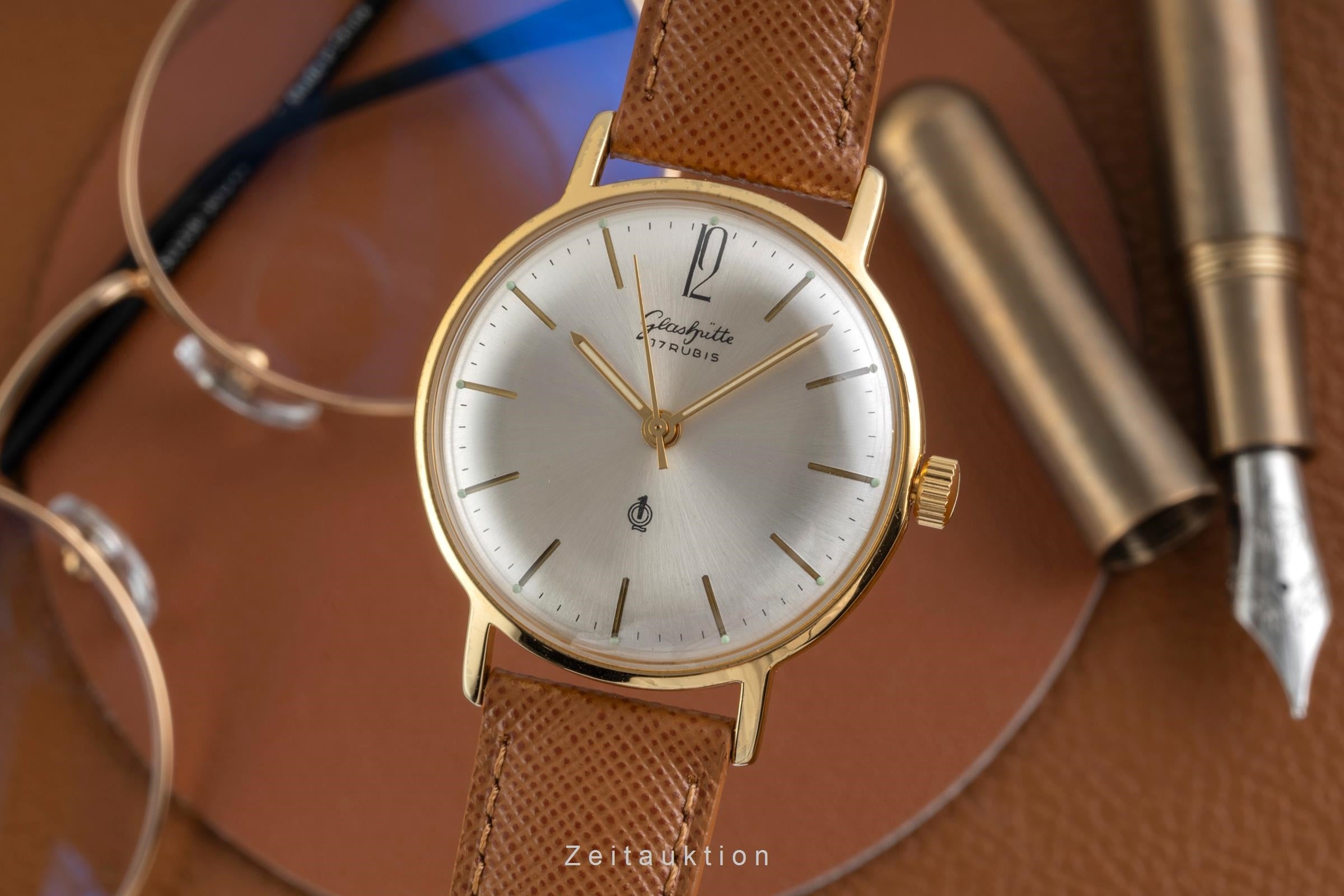 Glashütte latón bañado en oro cuerda manual reloj para caballeros Vintage  [2604196]