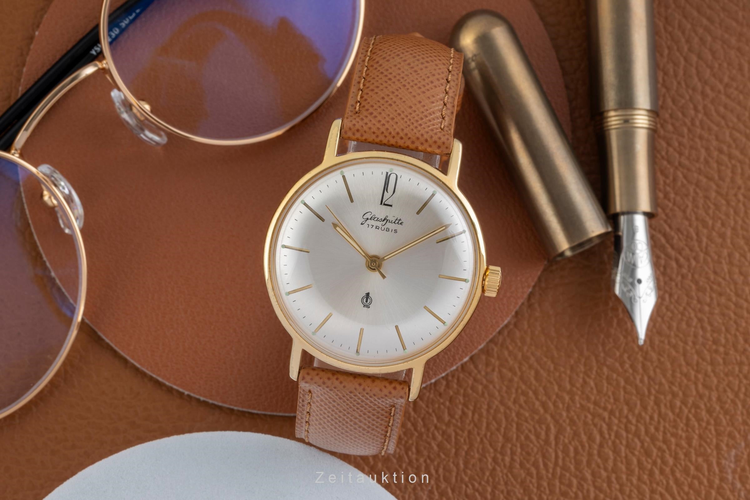 Glashütte latón bañado en oro cuerda manual reloj para caballeros Vintage  [2604196]