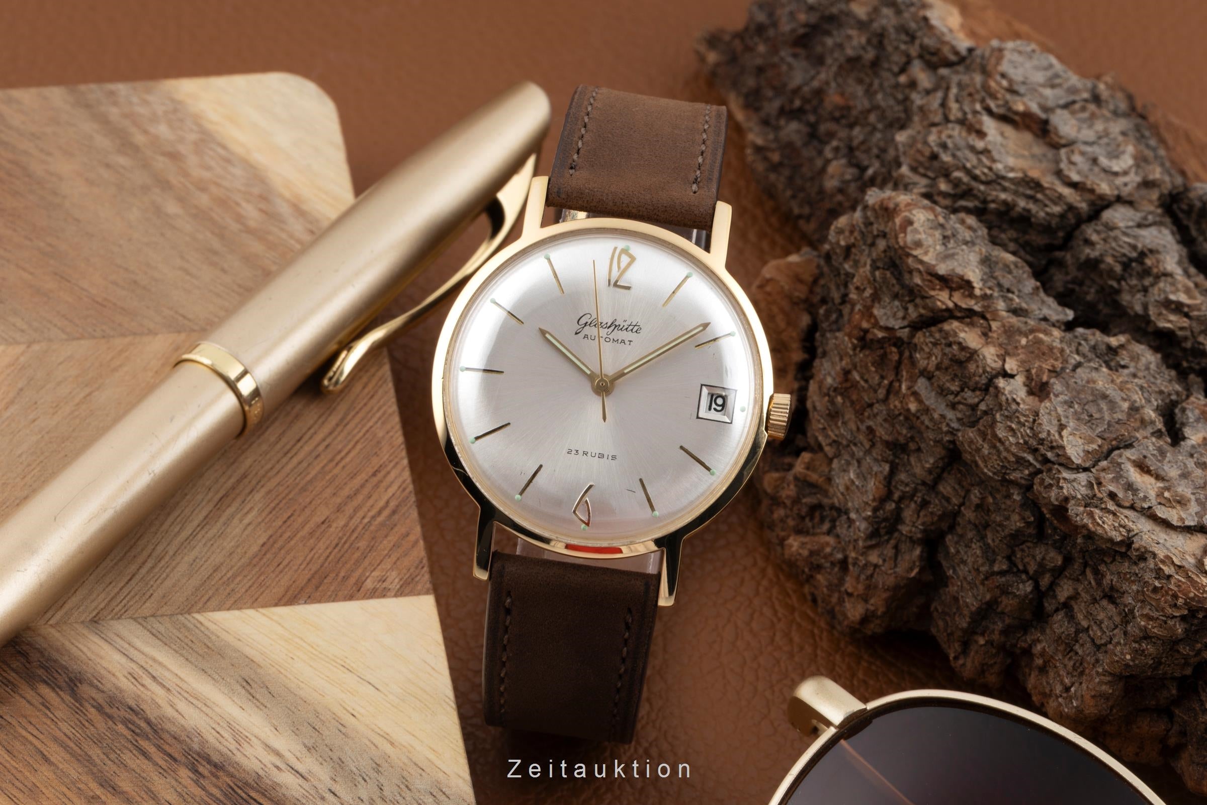 Glashütte Automat latón bañado en oro automático reloj para caballeros Vintage  [2604199]