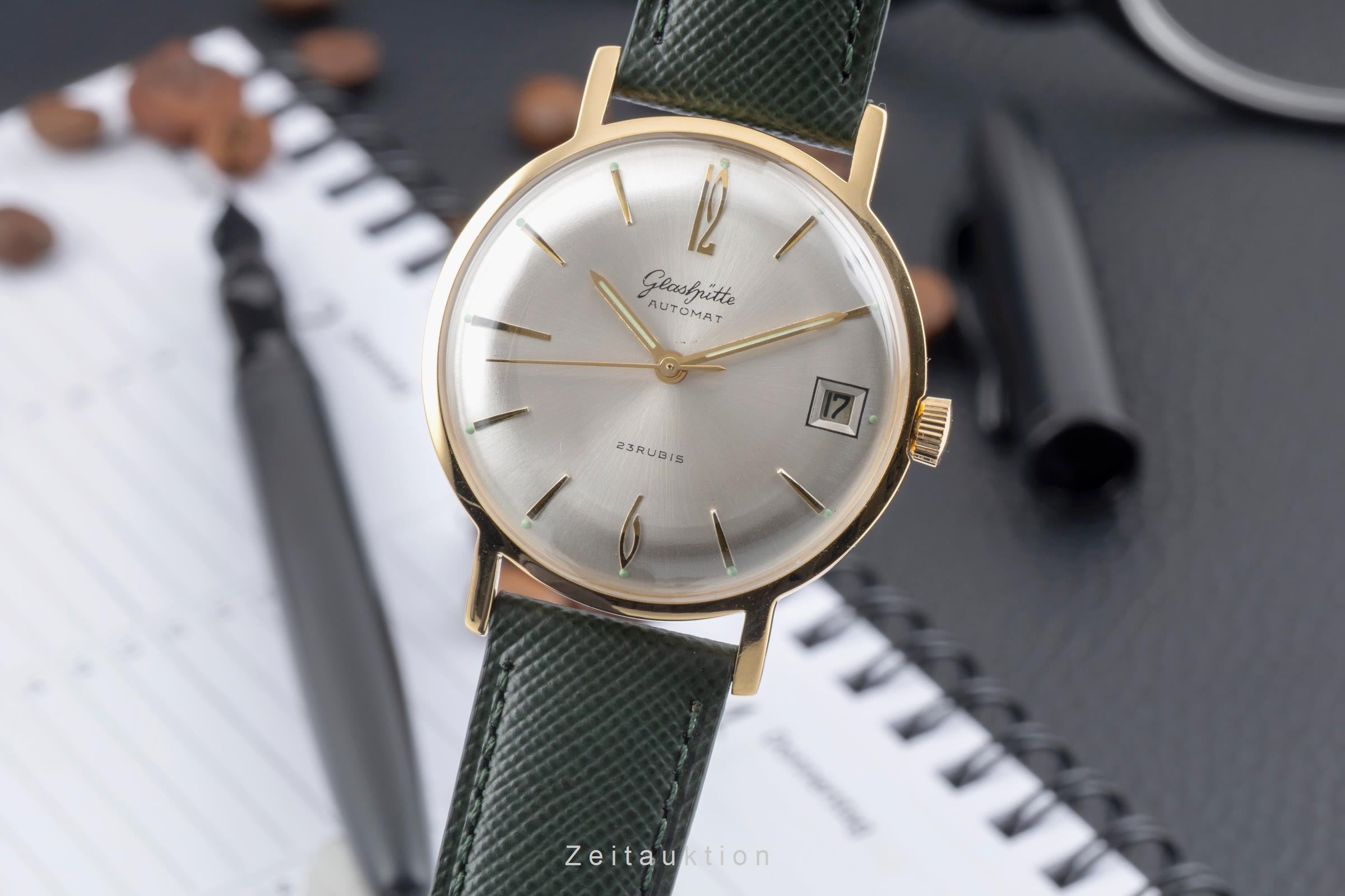 Glashütte Automat latón bañado en oro automático reloj para caballeros Vintage  [2604200]