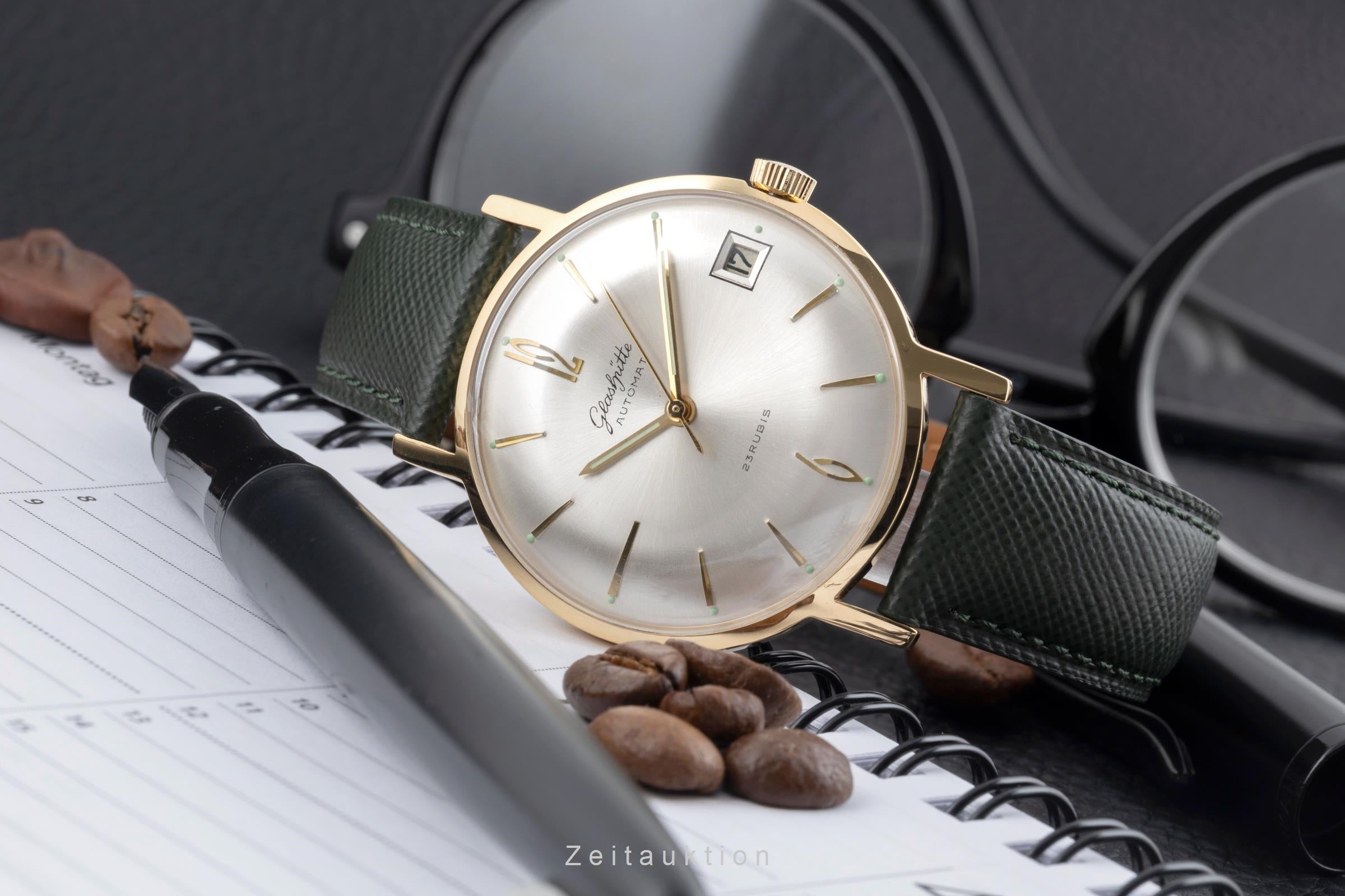 Glashütte Automat latón bañado en oro automático reloj para caballeros Vintage  [2604200]