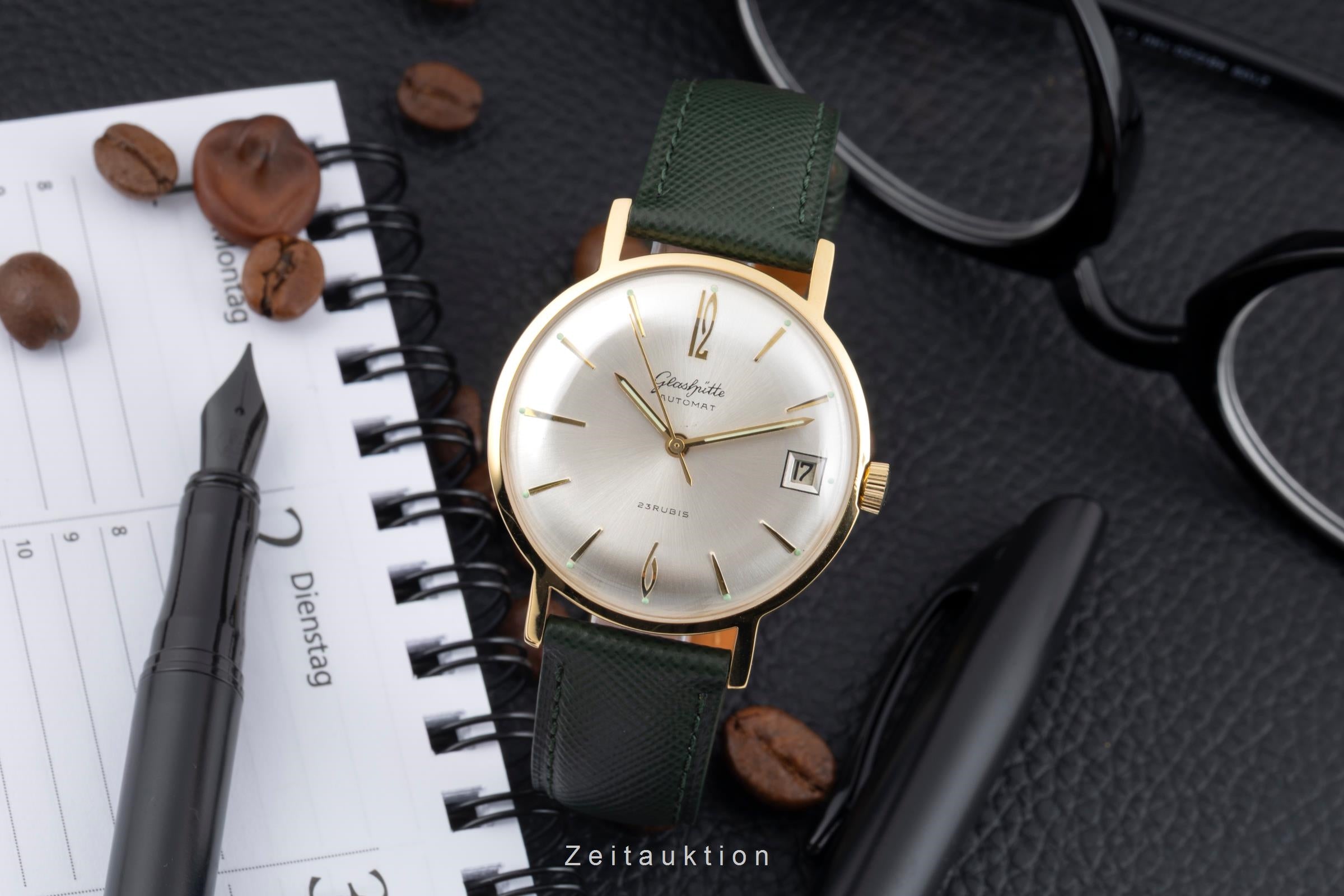 Glashütte Automat latón bañado en oro automático reloj para caballeros Vintage  [2604200]