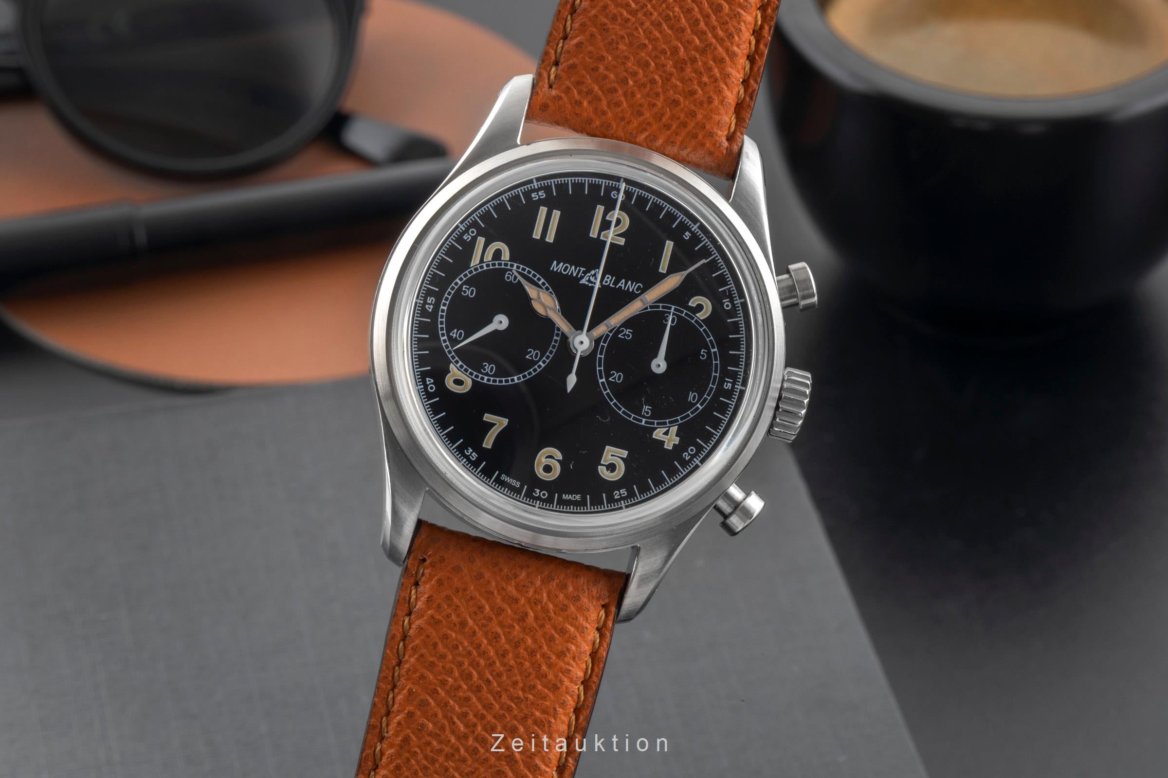 Montblanc 1858 cronografo acciaio automatismo orologio da uomo 117836   7456  [2604257]