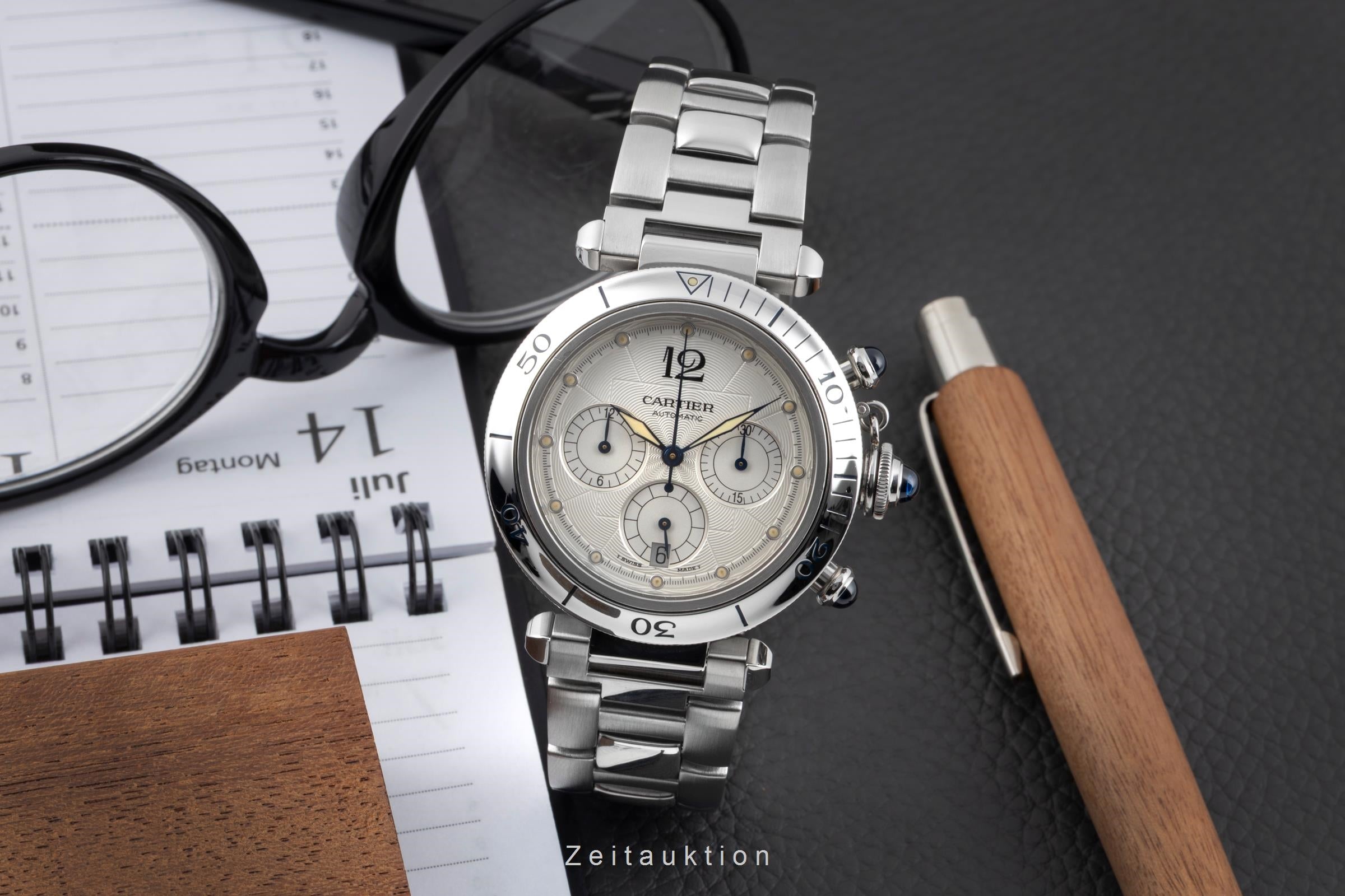 Cartier Pasha chronographe acier automatique montre pour hommes W31030H3  [2604278]