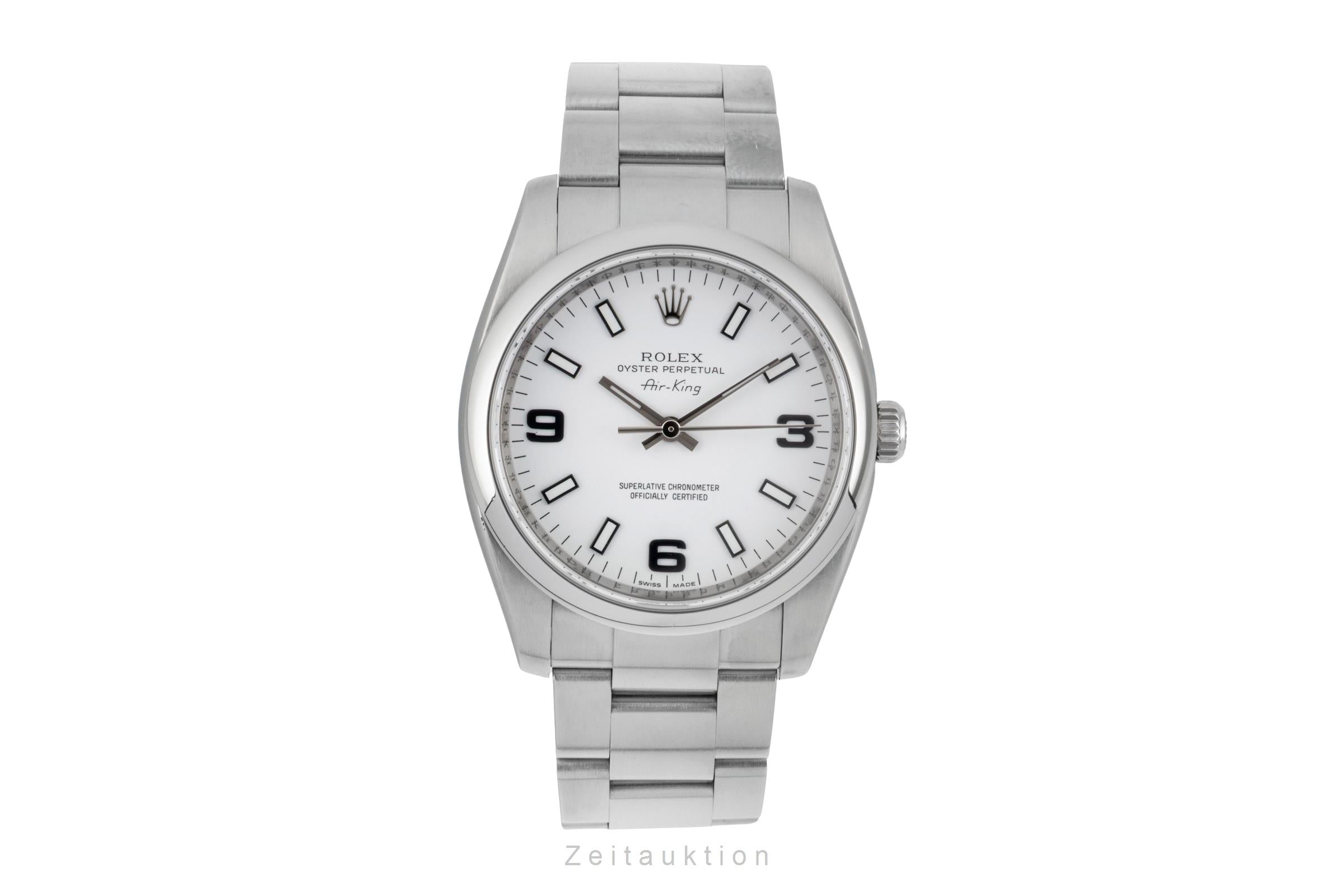 Rolex Air King 34 White 3-6-9 Dial Automatik Herrenuhr Ref. 114200 Papiere 2008 [2604329]