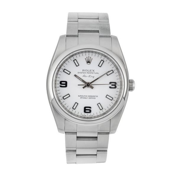 Rolex Air King 34 White 3-6-9 Dial Automatik Herrenuhr Ref. 114200 Papiere 2008 [2604329]