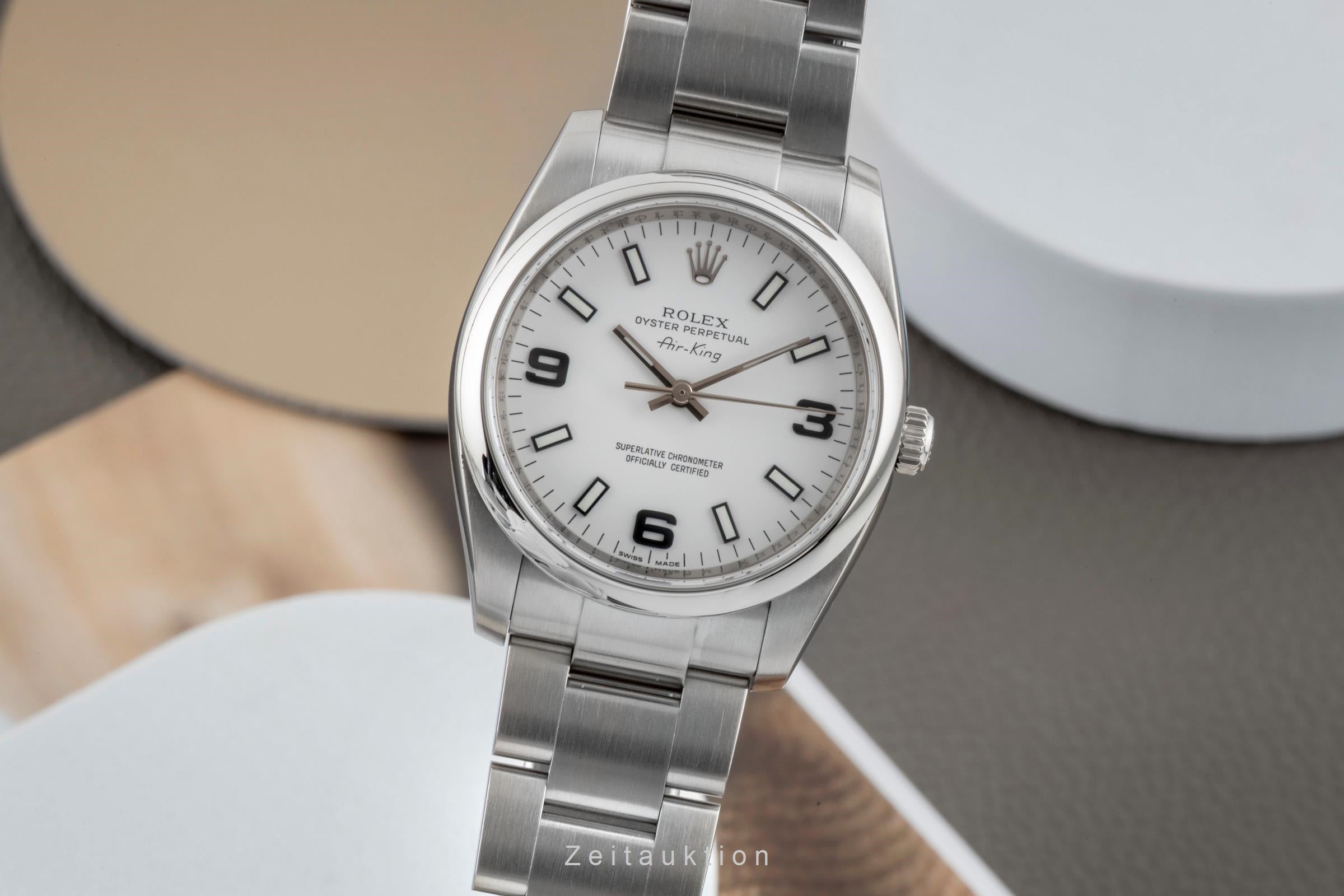 Rolex Air King 34 White 3-6-9 Dial Automatik Herrenuhr Ref. 114200 Papiere 2008 [2604329]