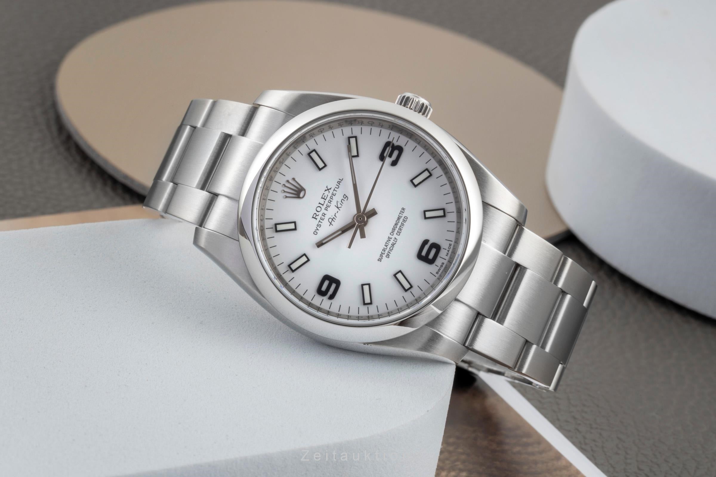Rolex Air King 34 White 3-6-9 Dial Automatik Herrenuhr Ref. 114200 Papiere 2008 [2604329]