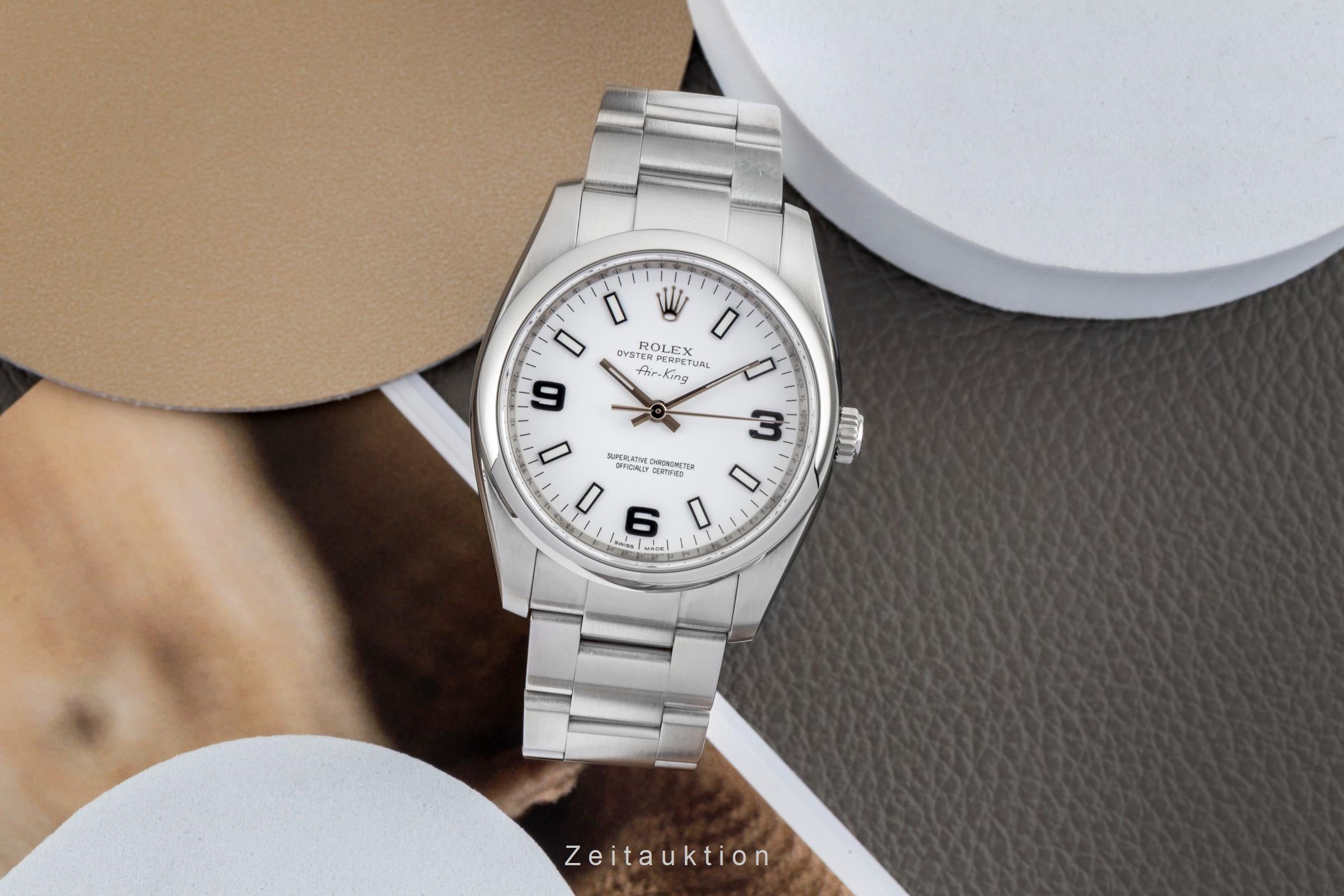 Rolex Air King 34 White 3-6-9 Dial Automatik Herrenuhr Ref. 114200 Papiere 2008 [2604329]
