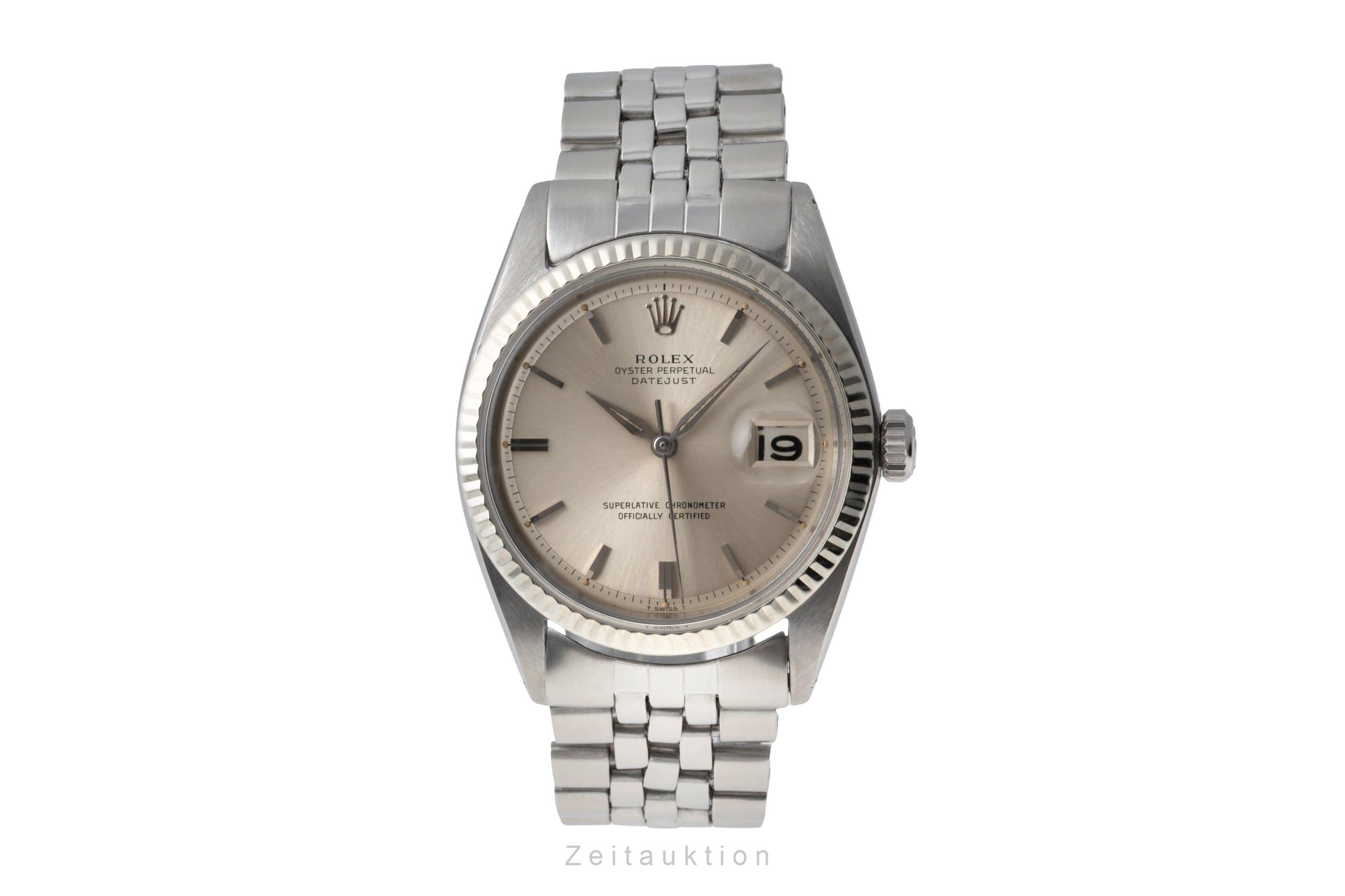 Rolex Datejust Silver Pie Pan Dial Stahl Weissgold Automatik Herrenuhr Ref. 1601 [2604337]