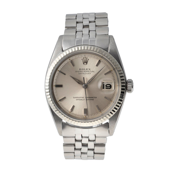 Rolex Datejust Silver Pie Pan Dial Stahl Weissgold Automatik Herrenuhr Ref. 1601 [2604337]