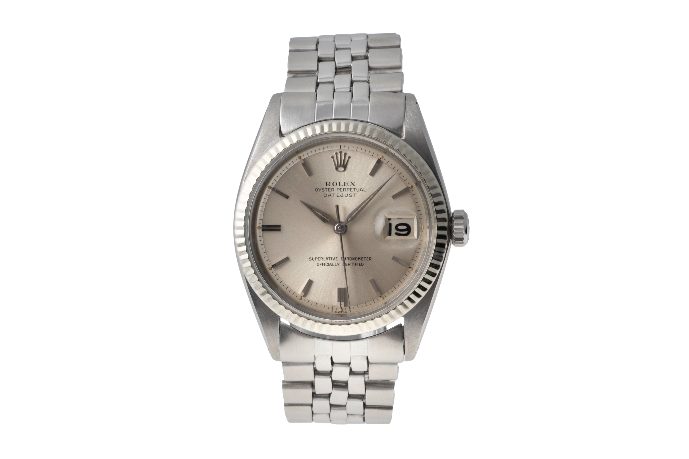 Rolex Datejust Silver Pie Pan Dial Stahl Weissgold Automatik Herrenuhr Ref. 1601 [2604337]