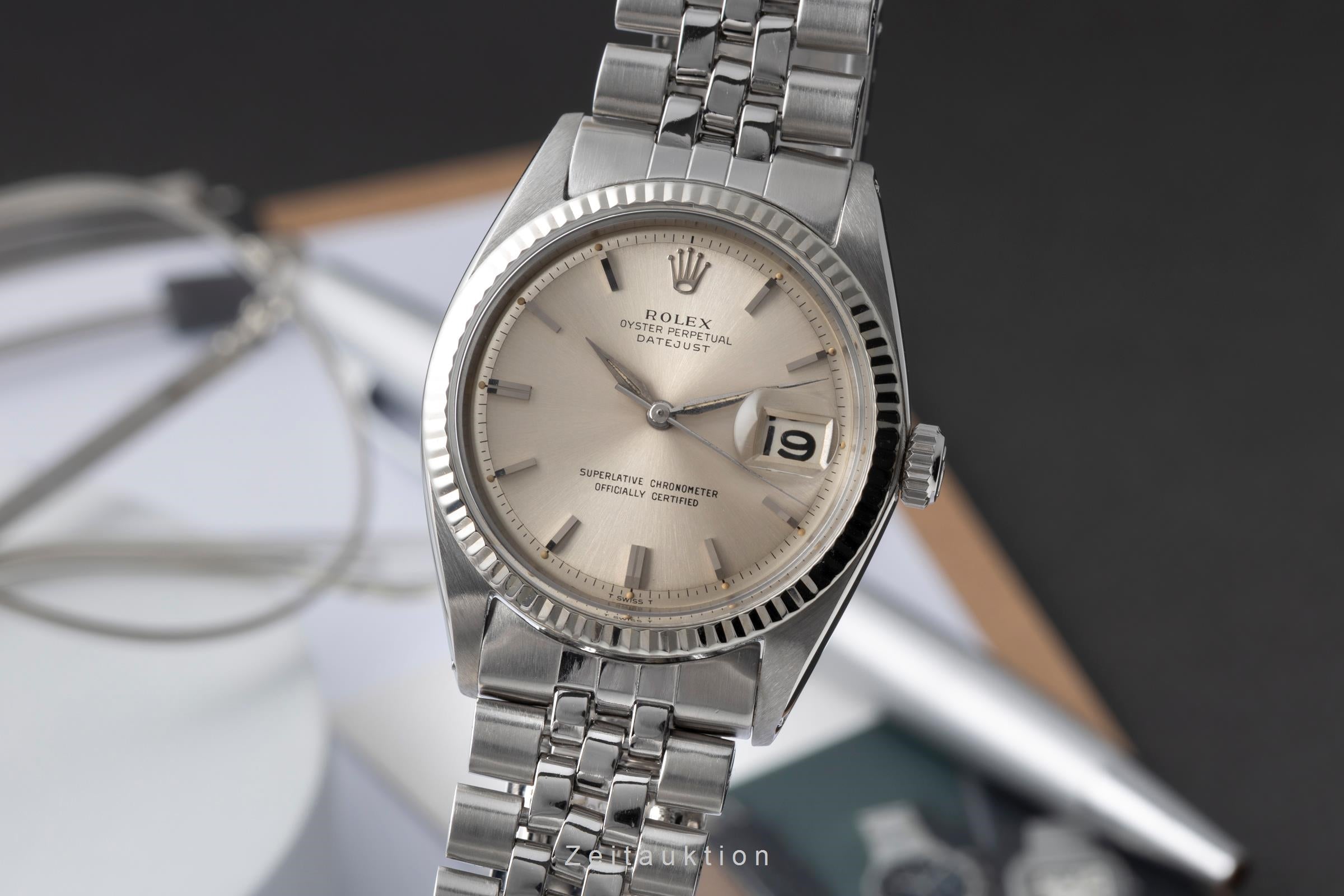 Rolex Datejust Silver Pie Pan Dial Stahl Weissgold Automatik Herrenuhr Ref. 1601 [2604337]