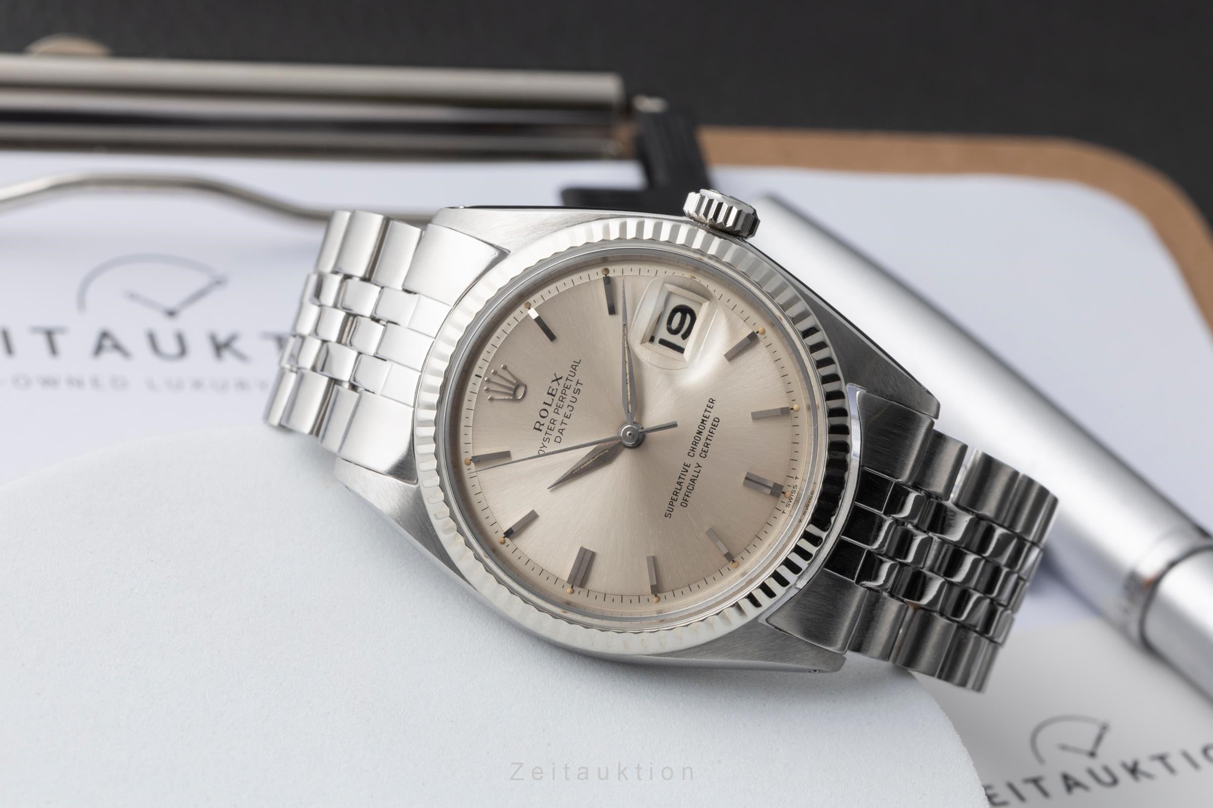 Rolex Datejust Silver Pie Pan Dial Stahl Weissgold Automatik Herrenuhr Ref. 1601 [2604337]