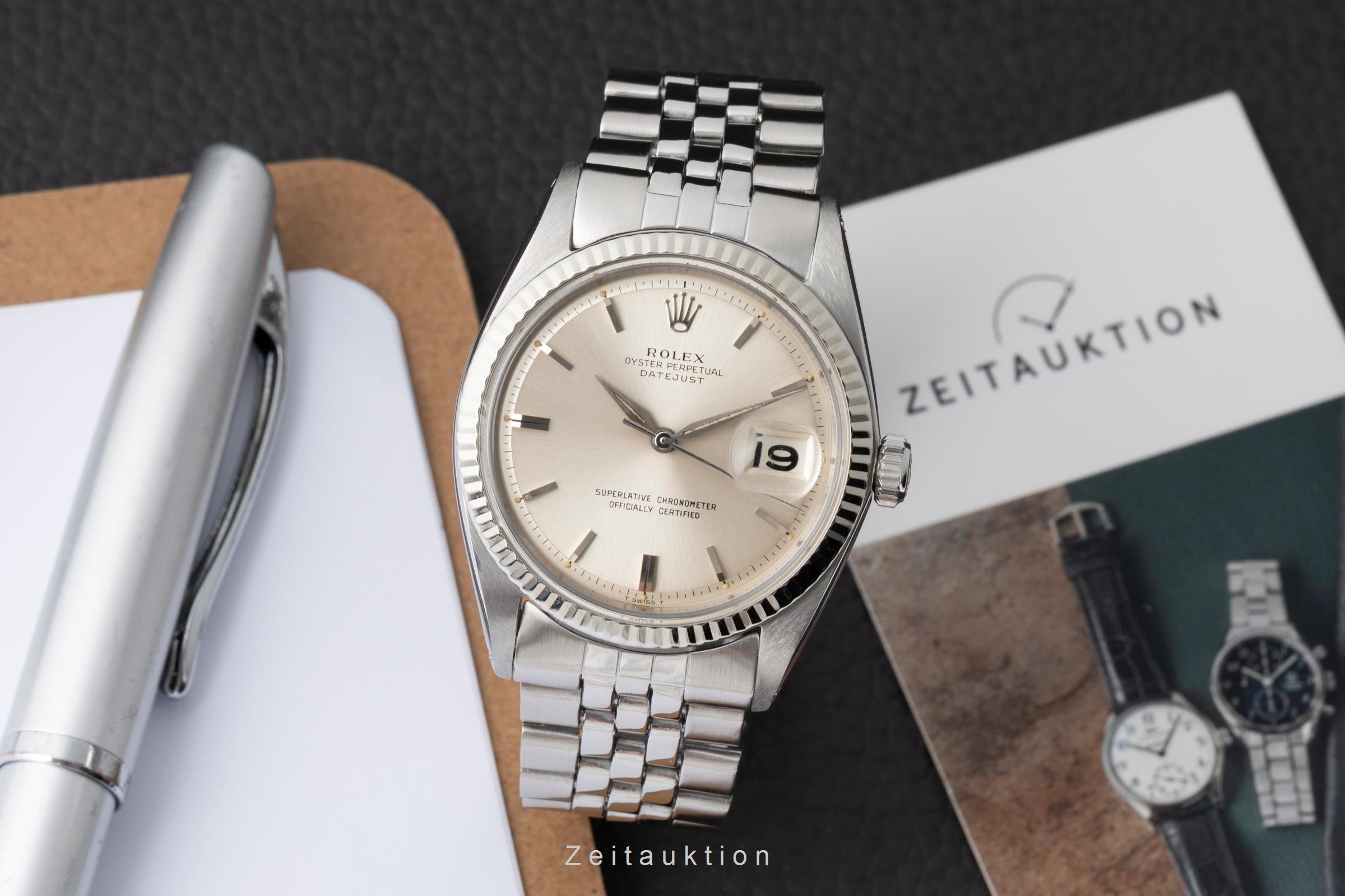 Rolex Datejust Silver Pie Pan Dial Stahl Weissgold Automatik Herrenuhr Ref. 1601 [2604337]