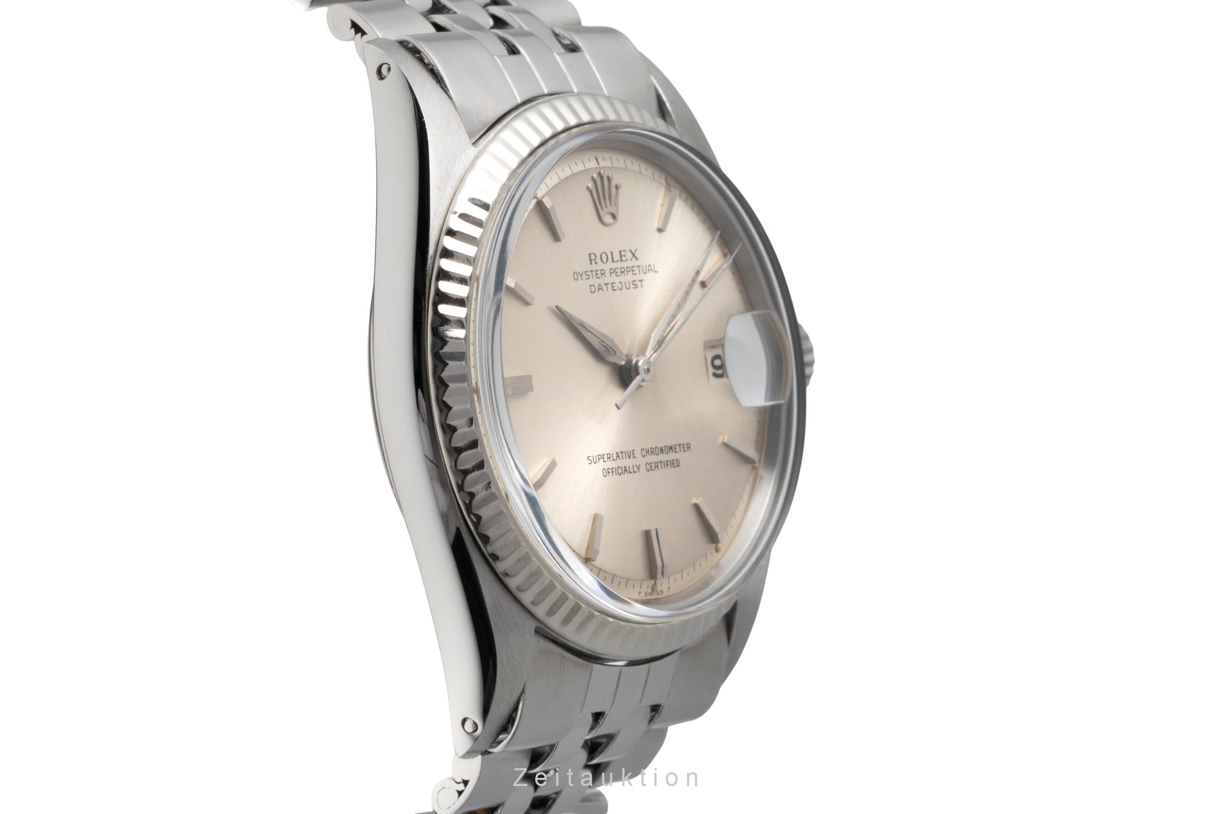 Rolex Datejust Silver Pie Pan Dial Stahl Weissgold Automatik Herrenuhr Ref. 1601 [2604337]