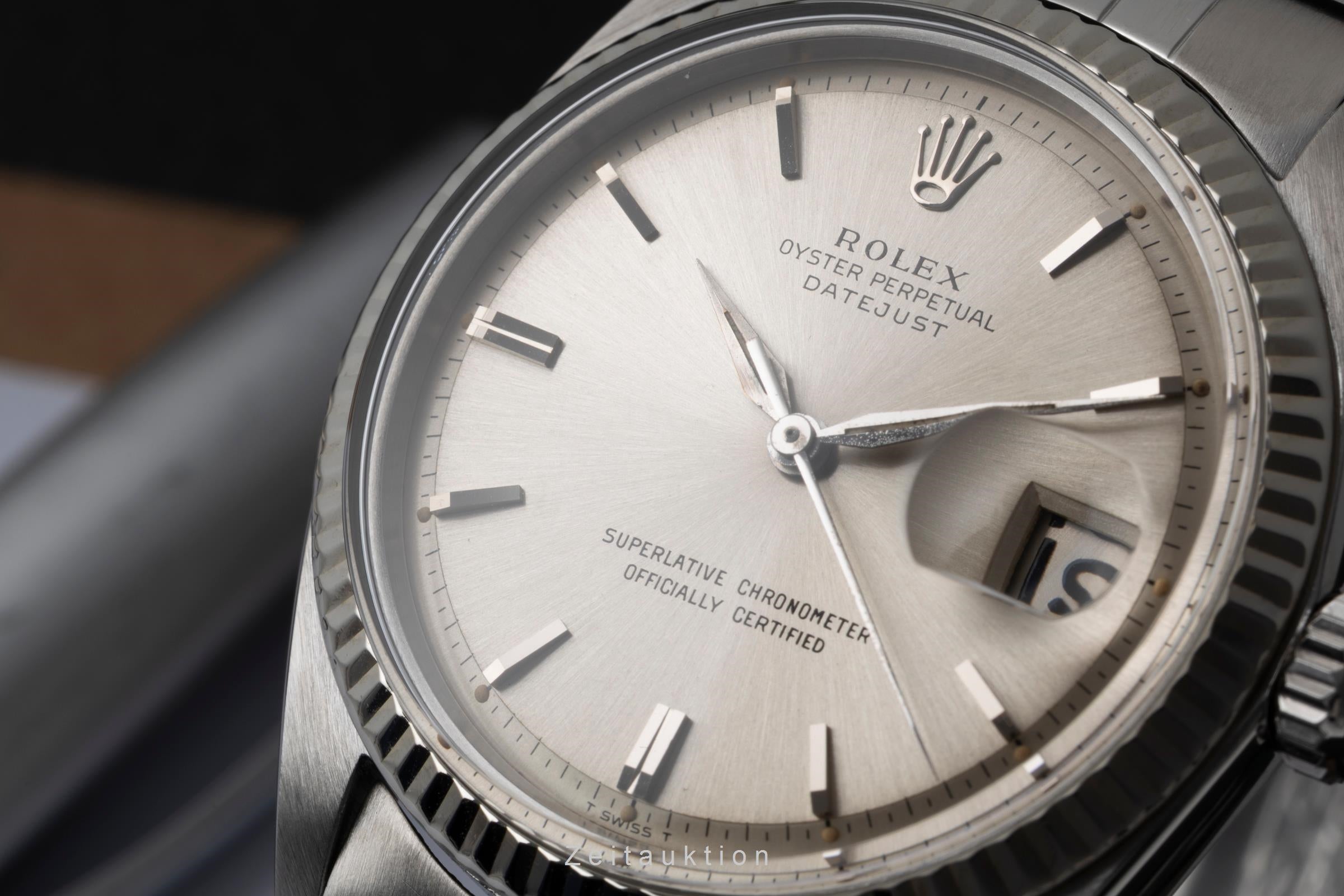 Rolex Datejust Silver Pie Pan Dial Stahl Weissgold Automatik Herrenuhr Ref. 1601 [2604337]
