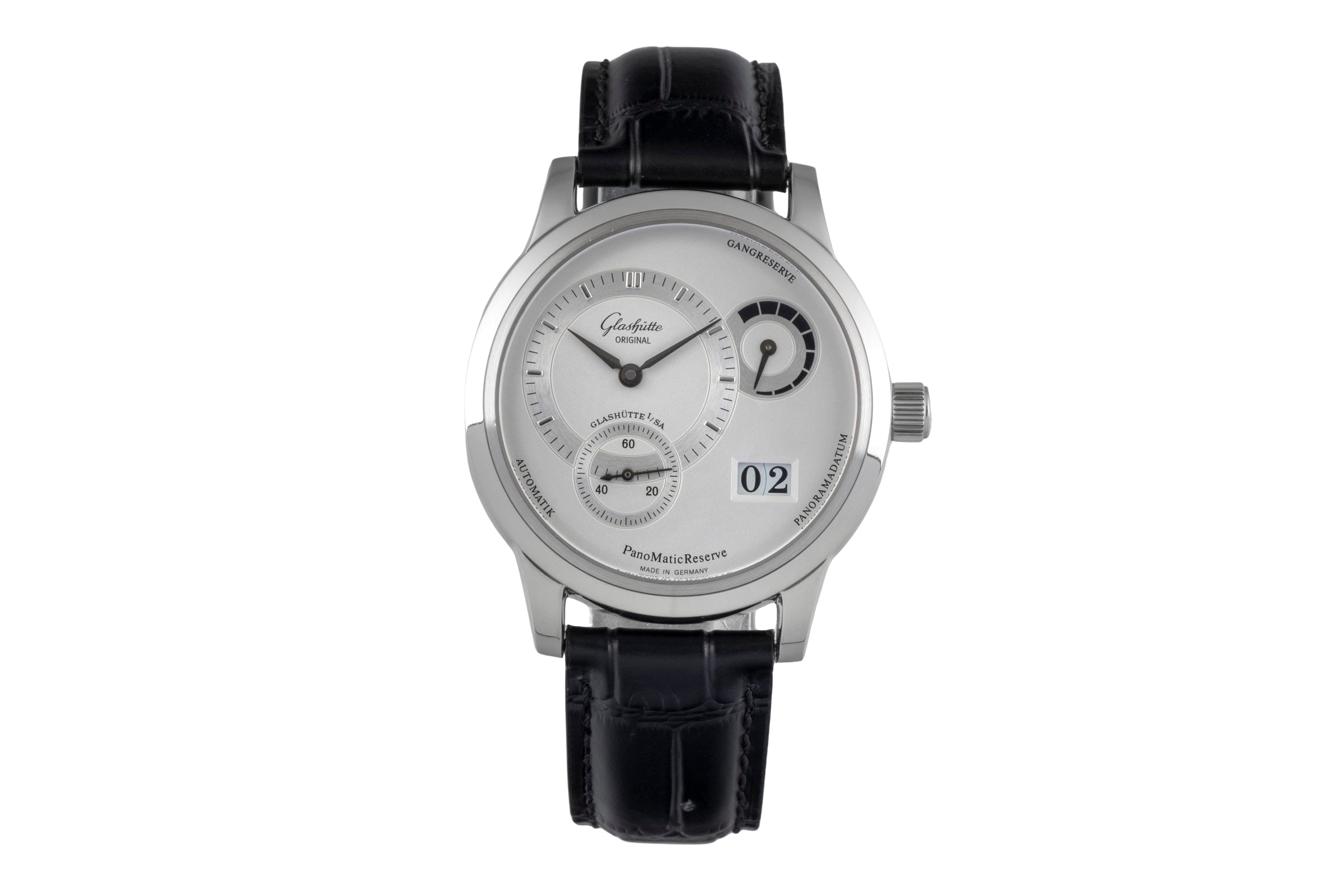 Glashütte PanoMaticReserve acero automático reloj para caballeros 90-03-02-02-04  [2604372]