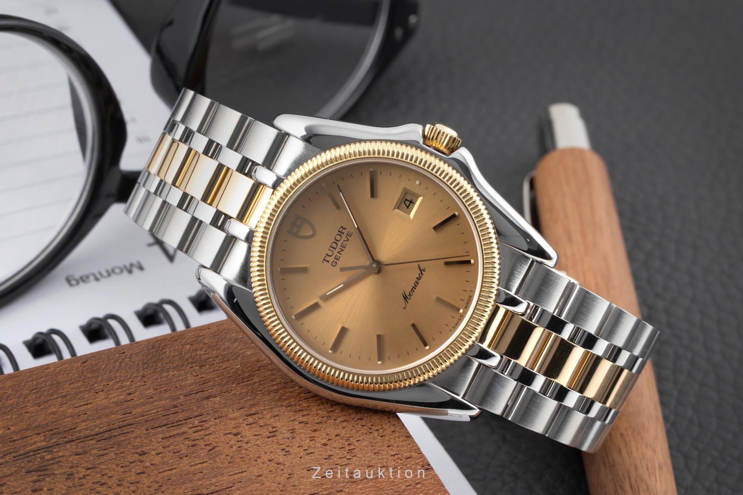 Tudor Monarch gilt / steel quartz men's watch 15633  [2604384]